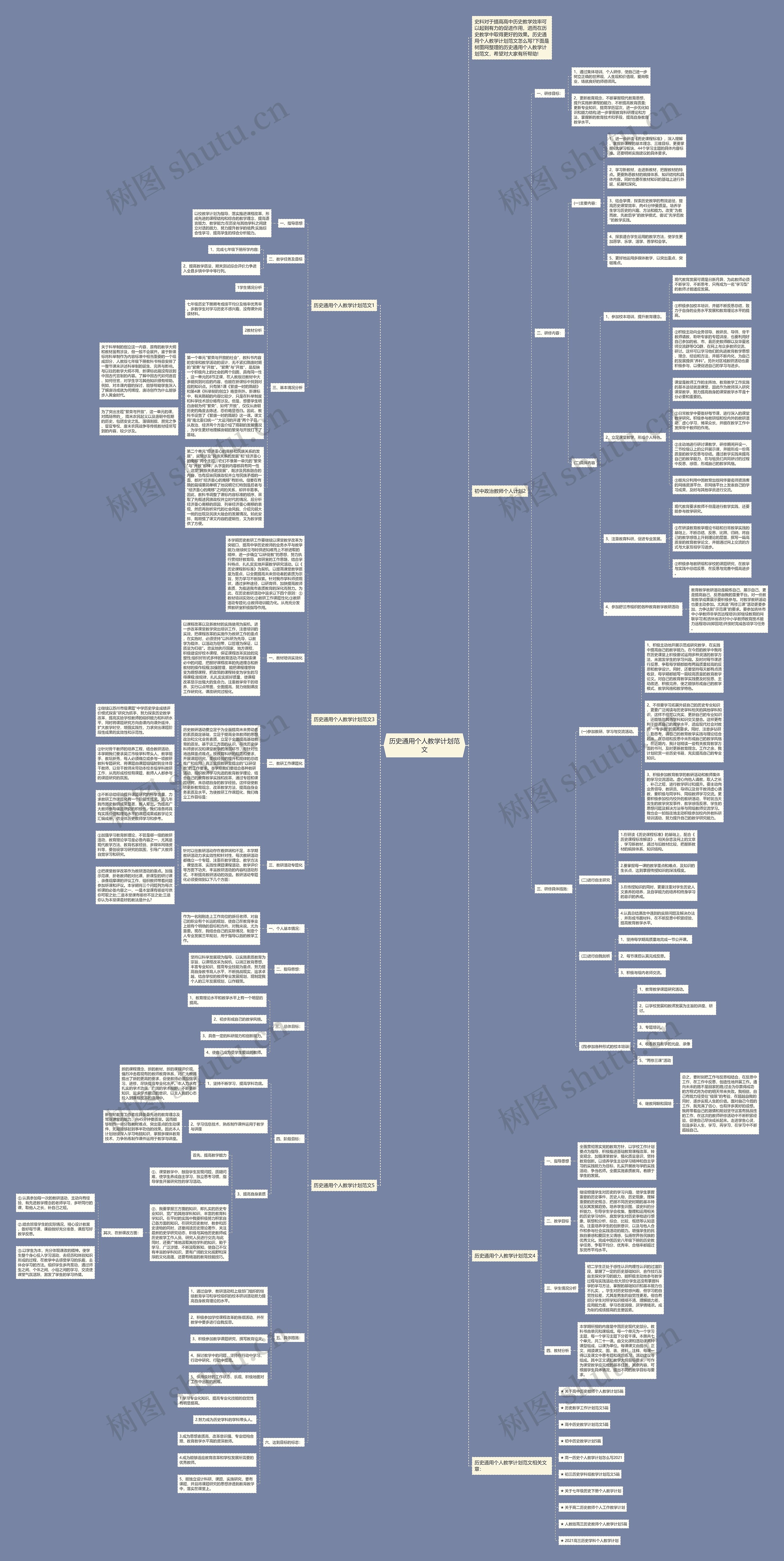 历史通用个人教学计划范文思维导图