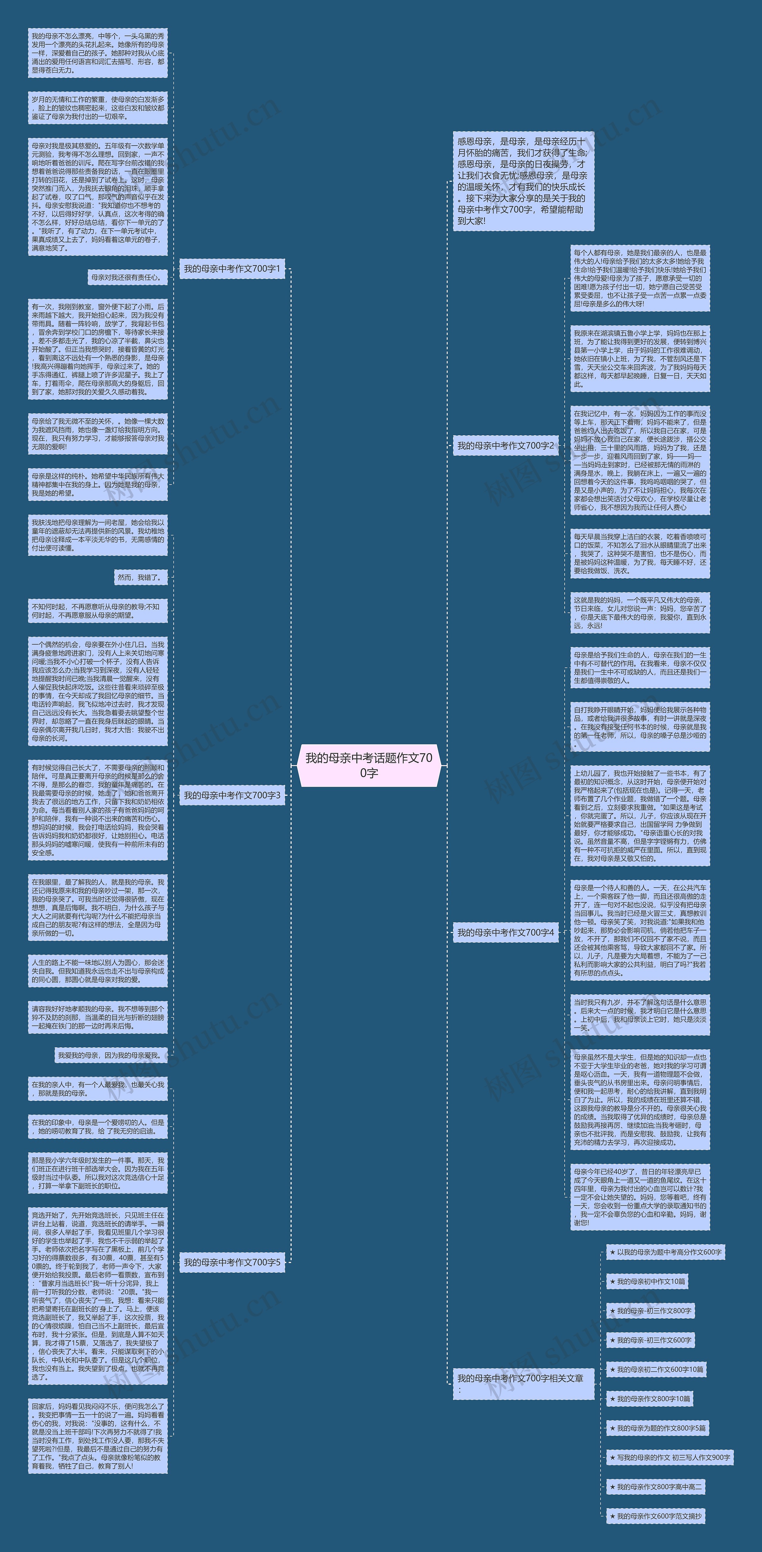 我的母亲中考话题作文700字思维导图