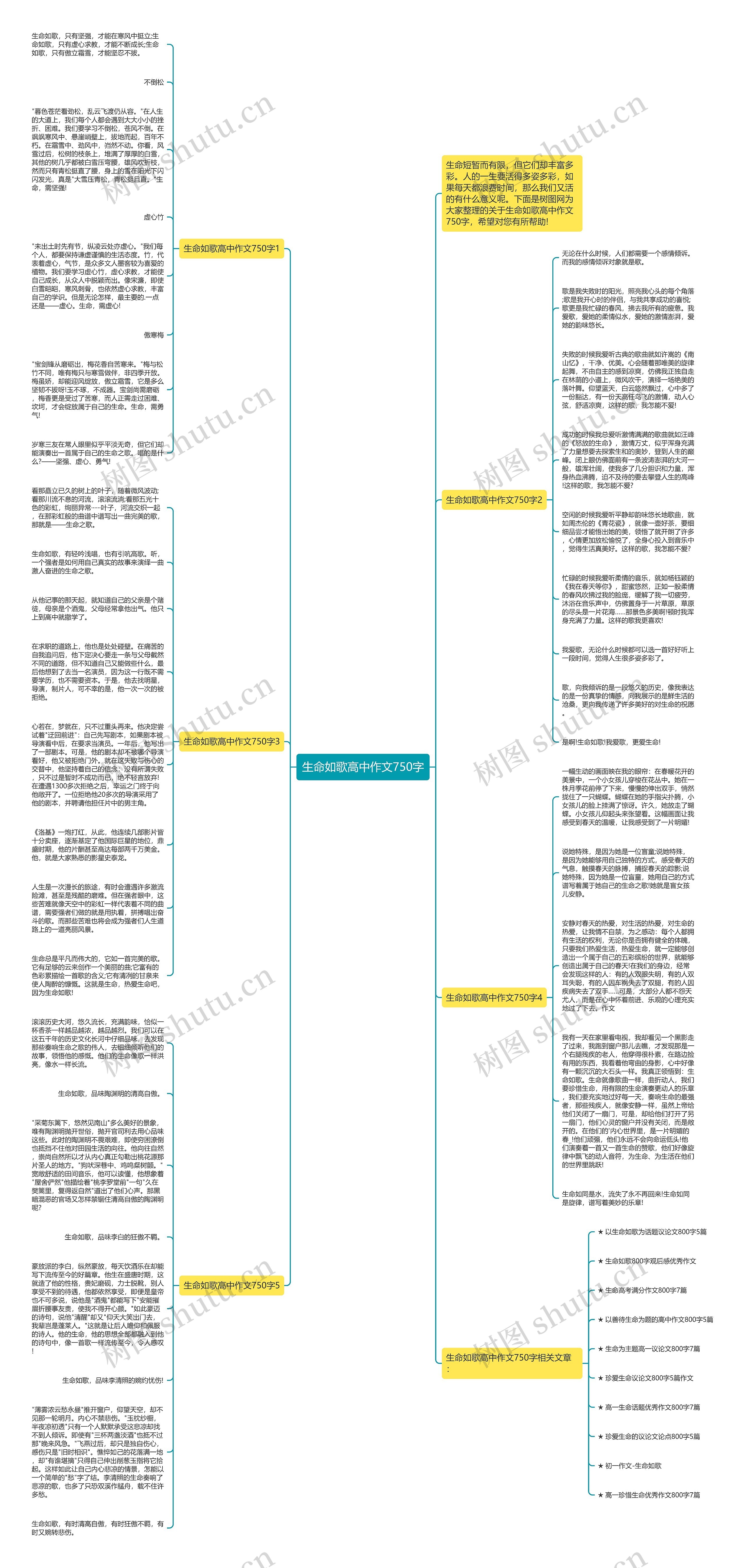 生命如歌高中作文750字思维导图