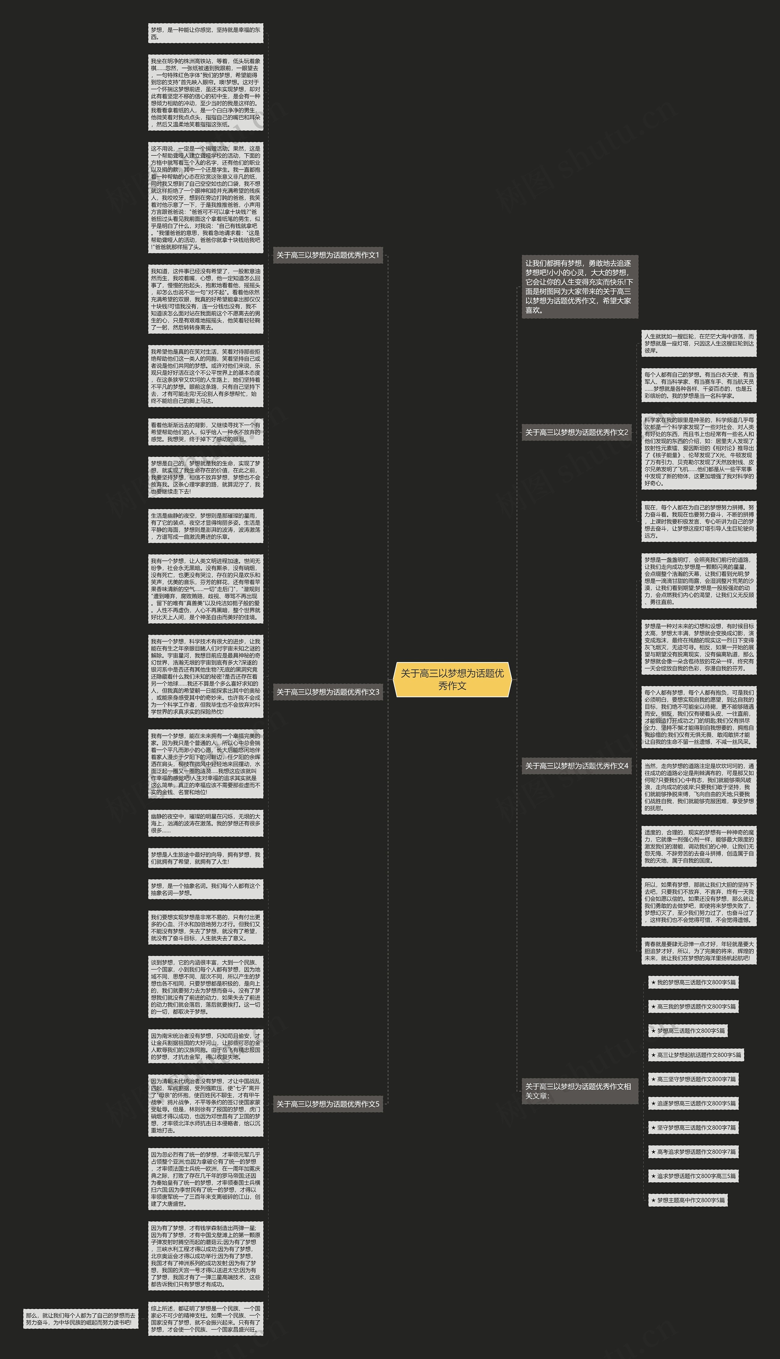 关于高三以梦想为话题优秀作文思维导图