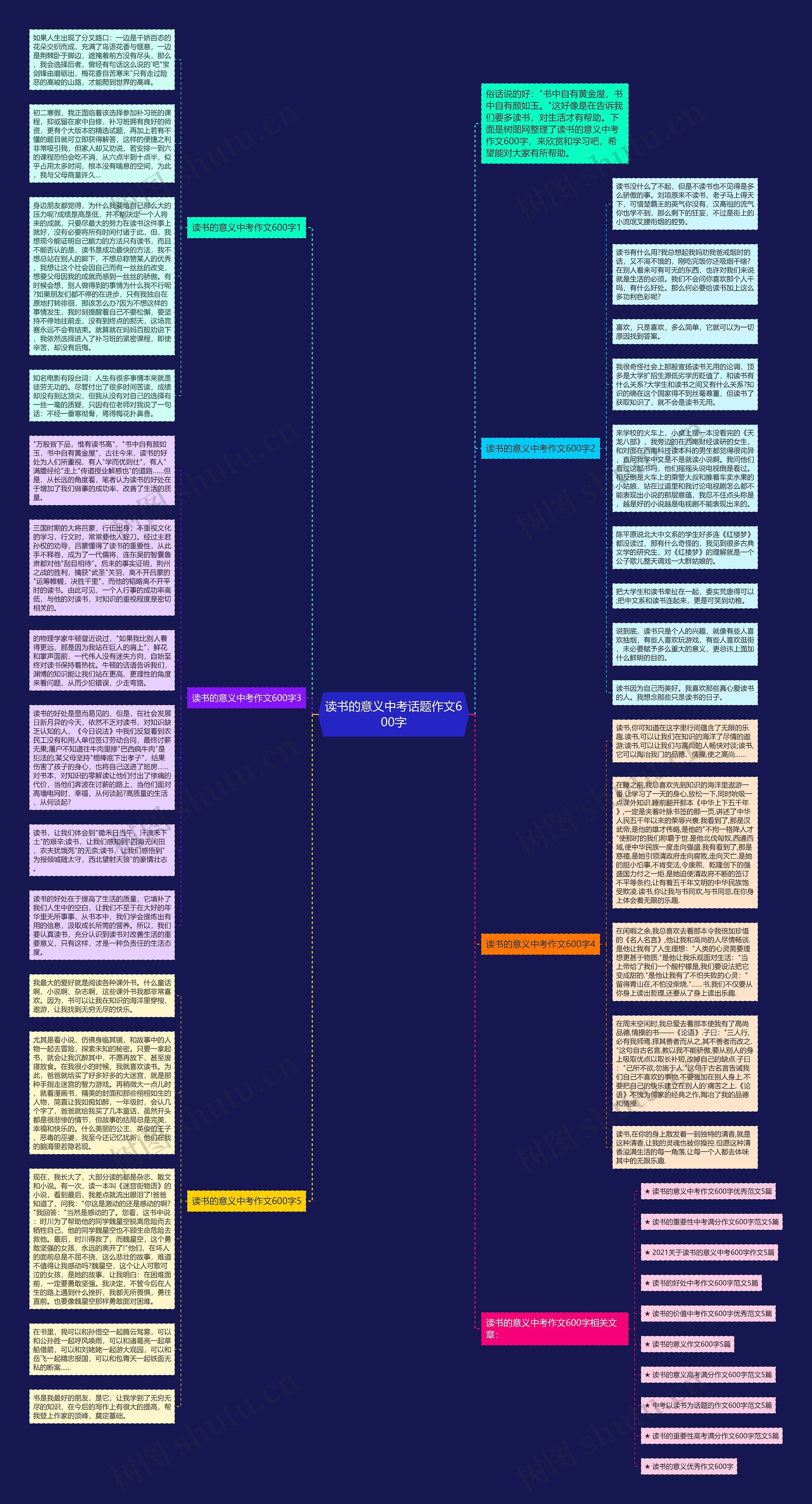 读书的意义中考话题作文600字思维导图