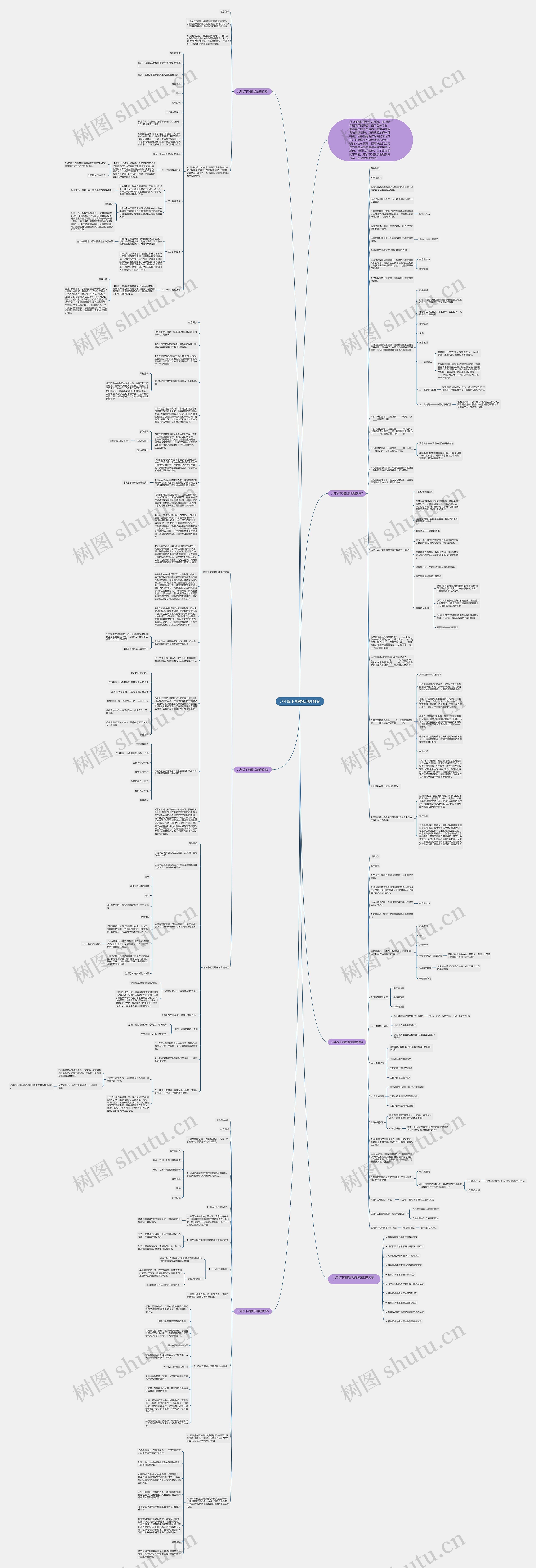 八年级下湘教版地理教案思维导图