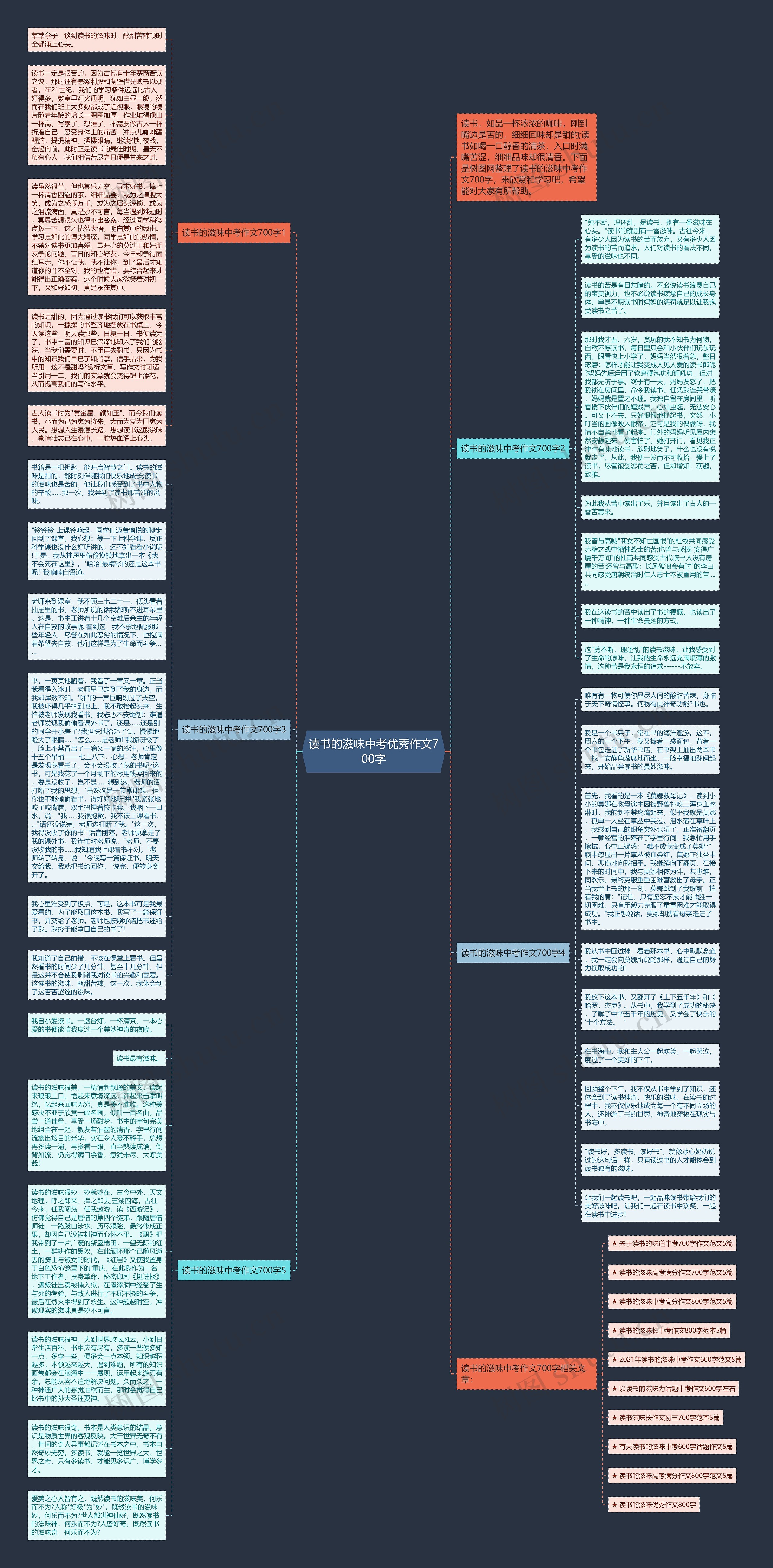 读书的滋味中考优秀作文700字思维导图