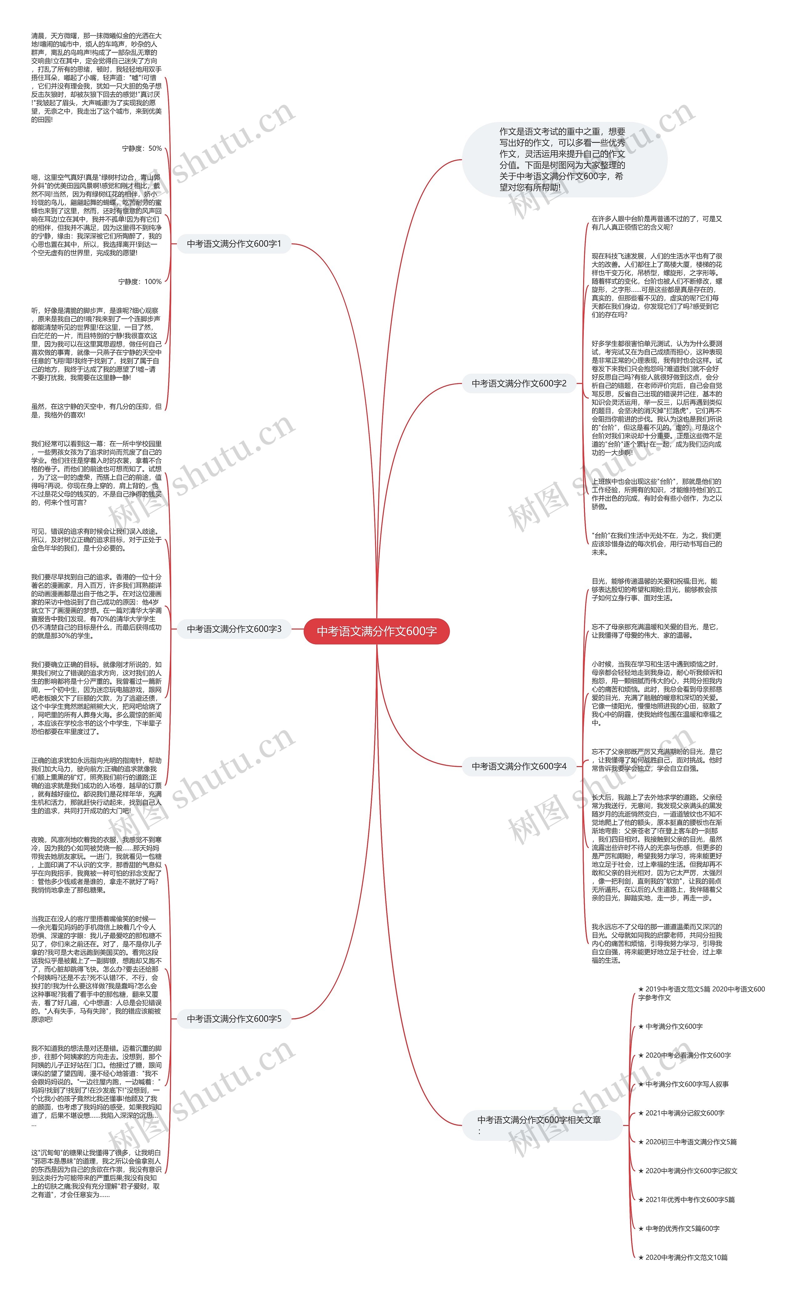 中考语文满分作文600字思维导图