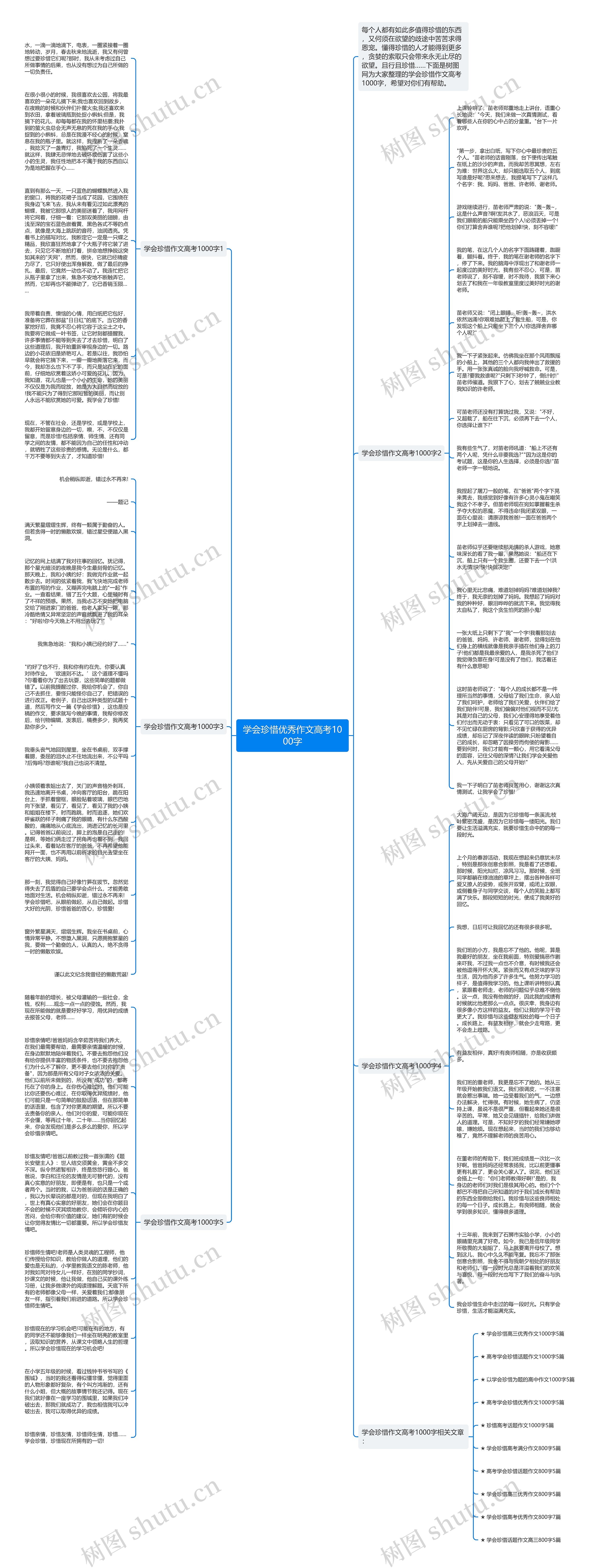 学会珍惜优秀作文高考1000字思维导图