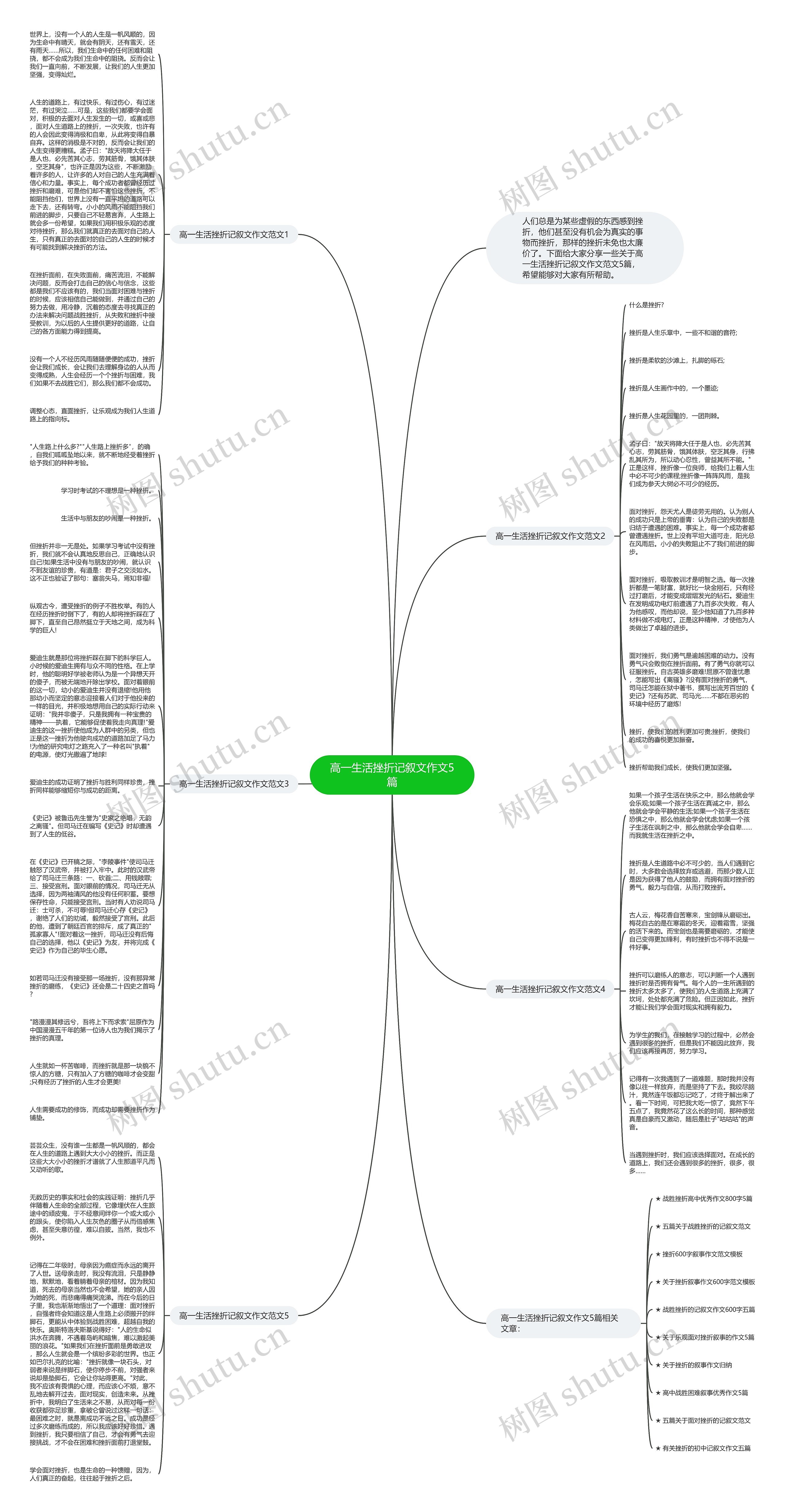 高一生活挫折记叙文作文5篇思维导图