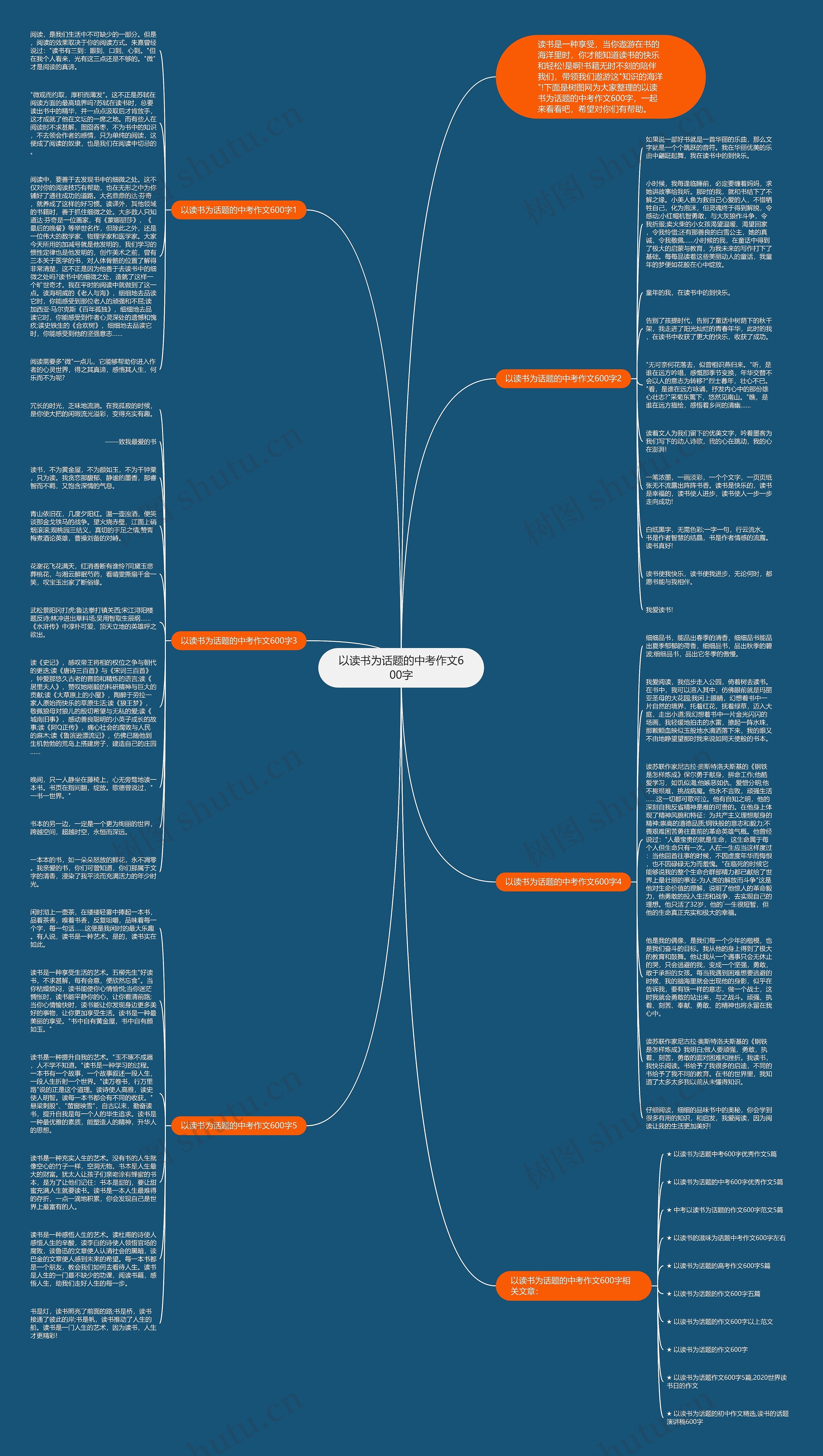 以读书为话题的中考作文600字思维导图
