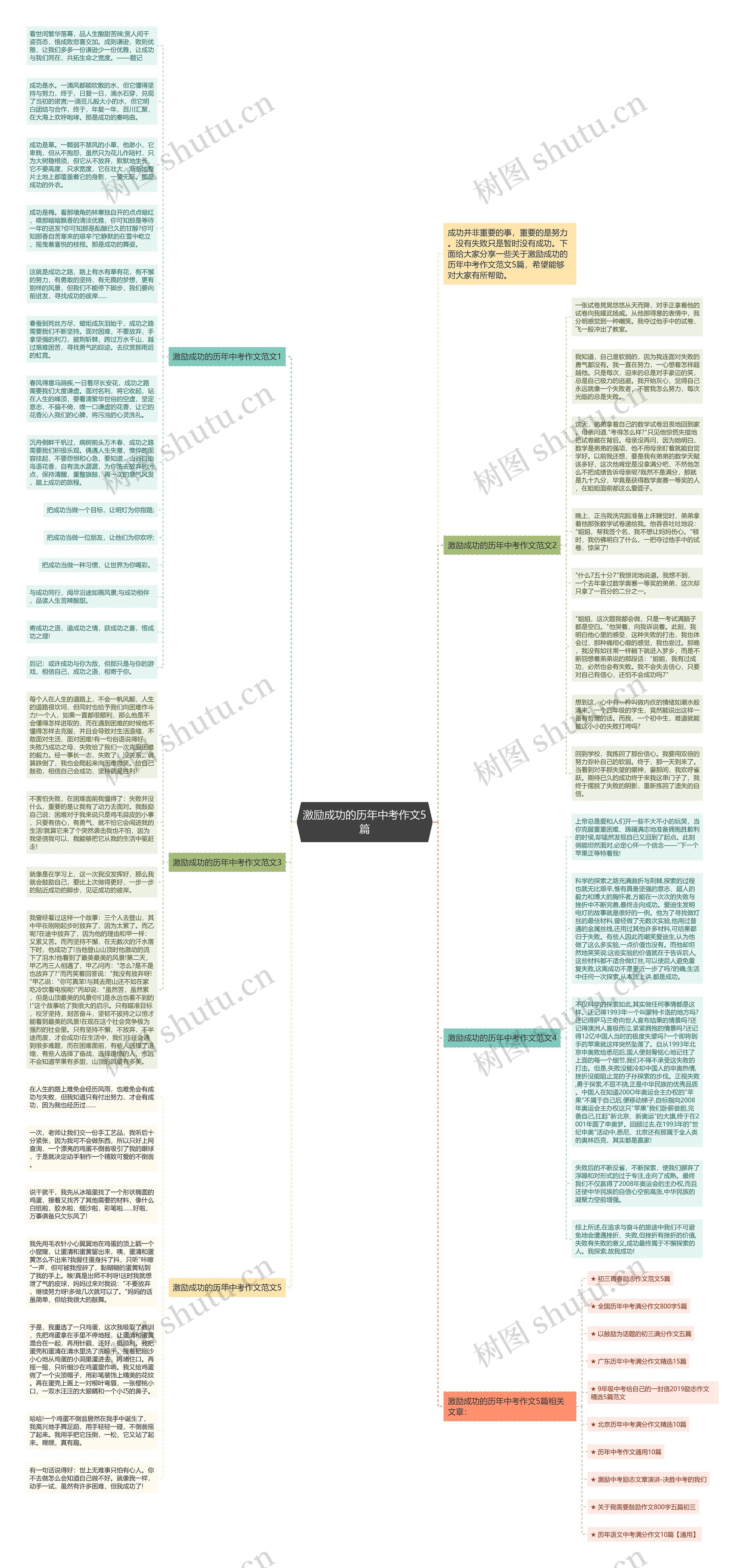 激励成功的历年中考作文5篇思维导图