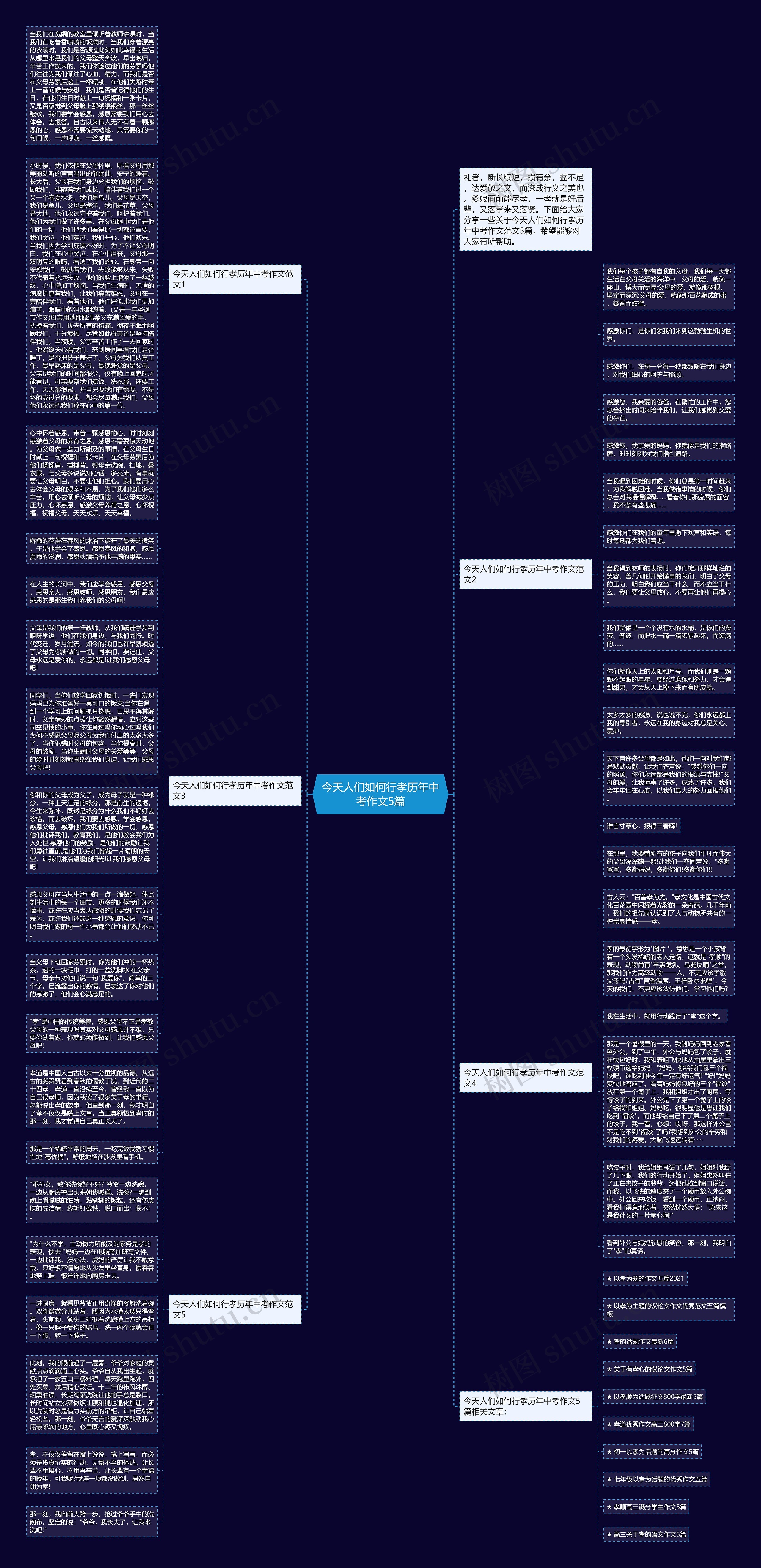 今天人们如何行孝历年中考作文5篇思维导图