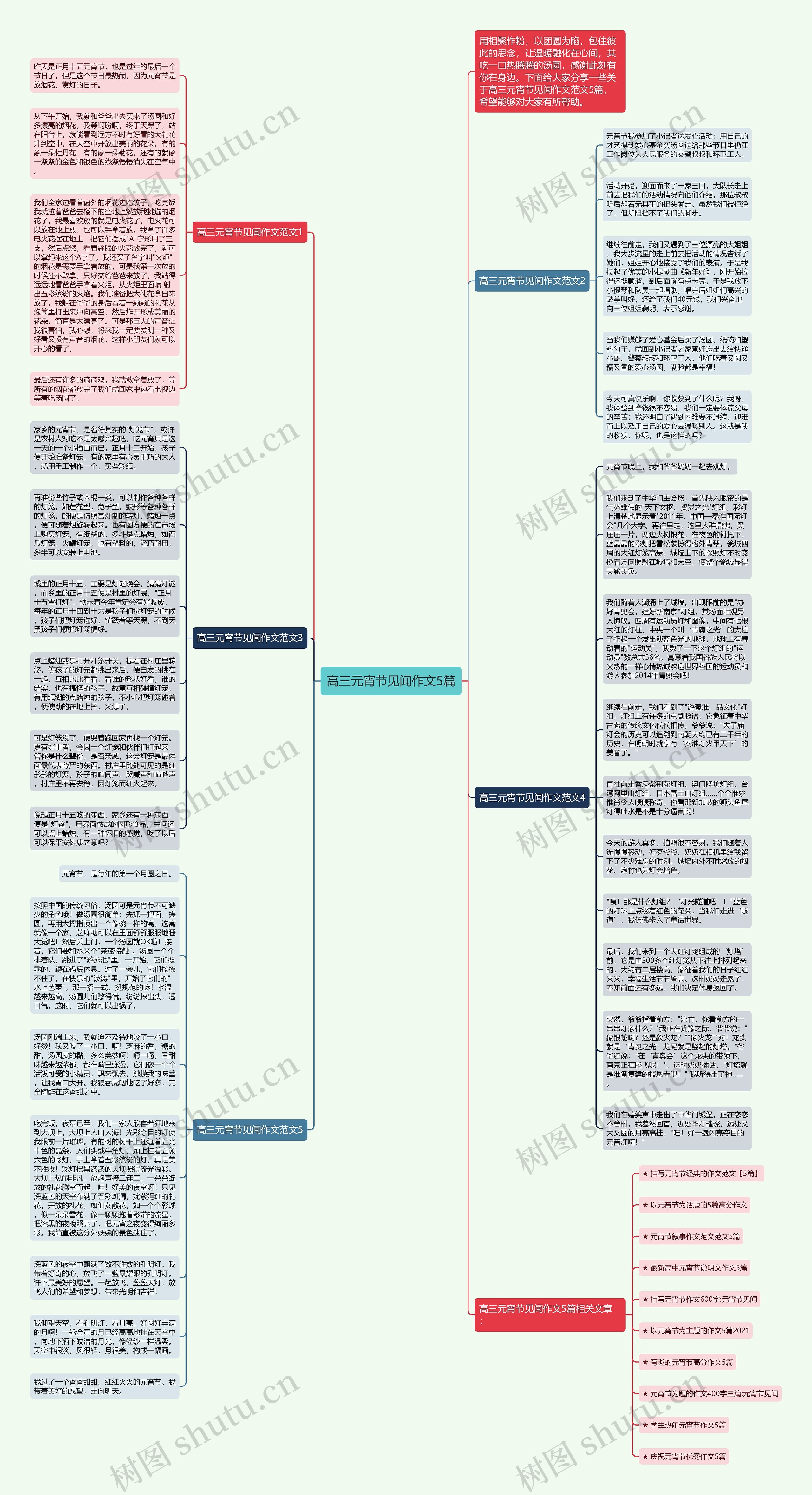 高三元宵节见闻作文5篇思维导图