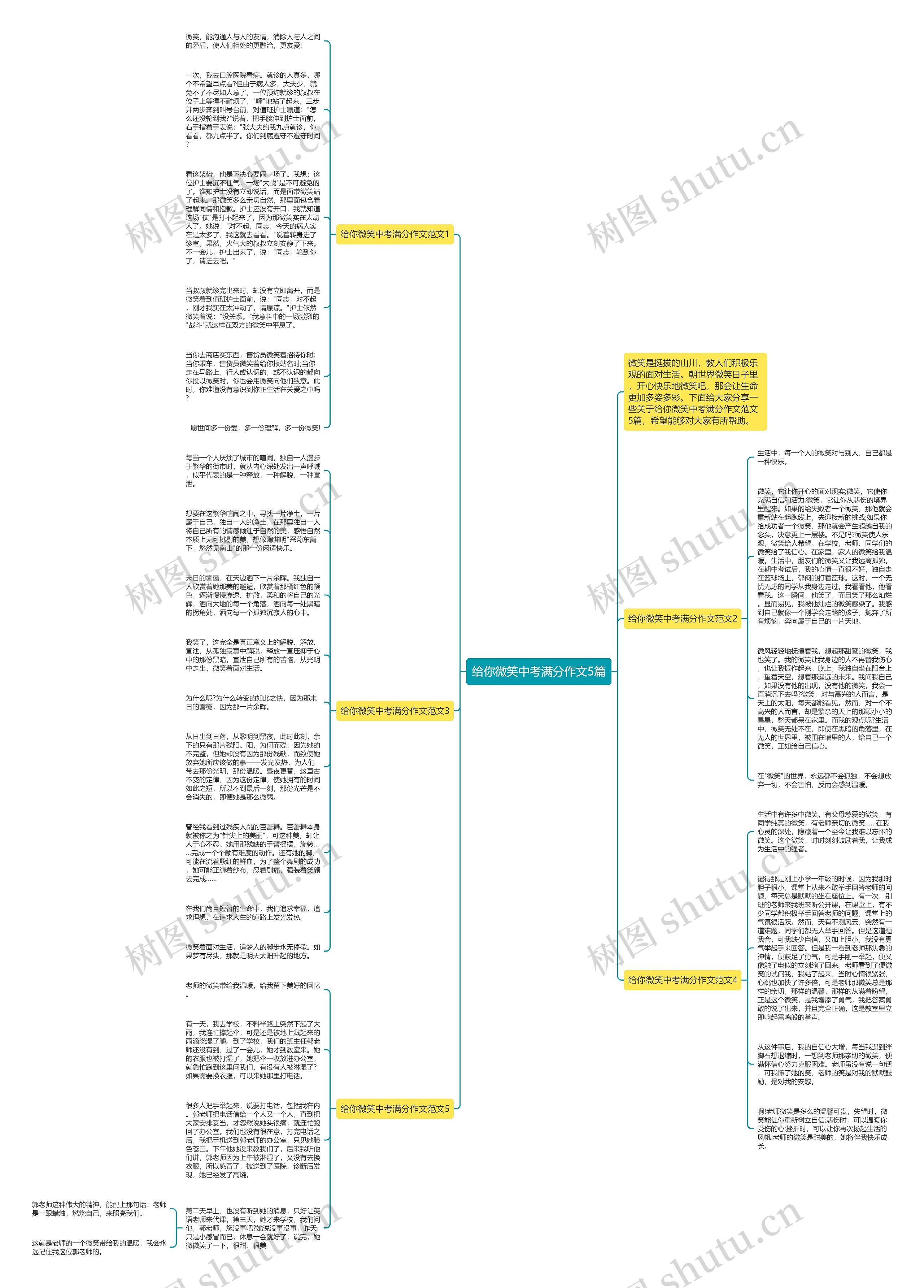 给你微笑中考满分作文5篇思维导图