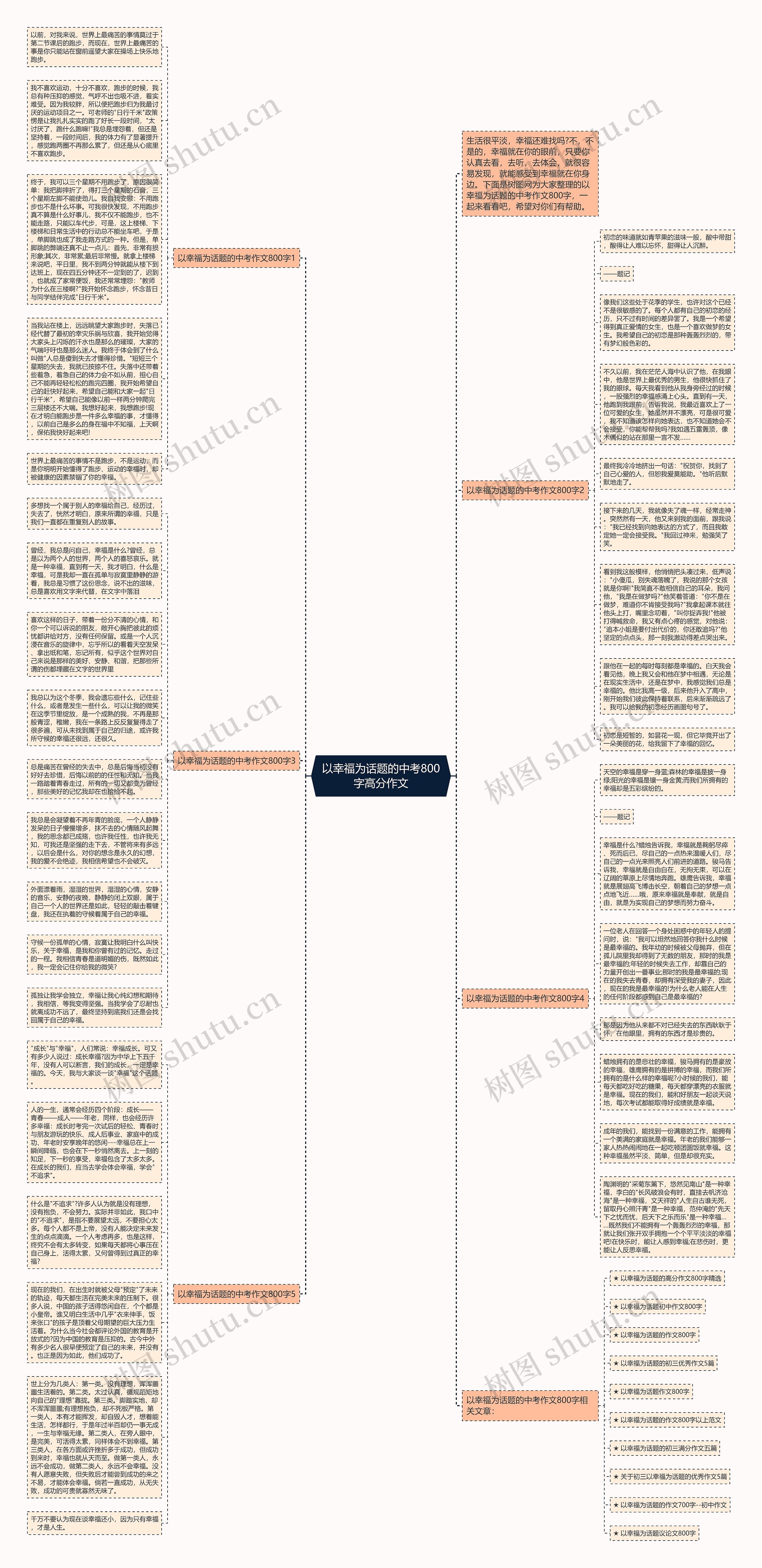 以幸福为话题的中考800字高分作文思维导图