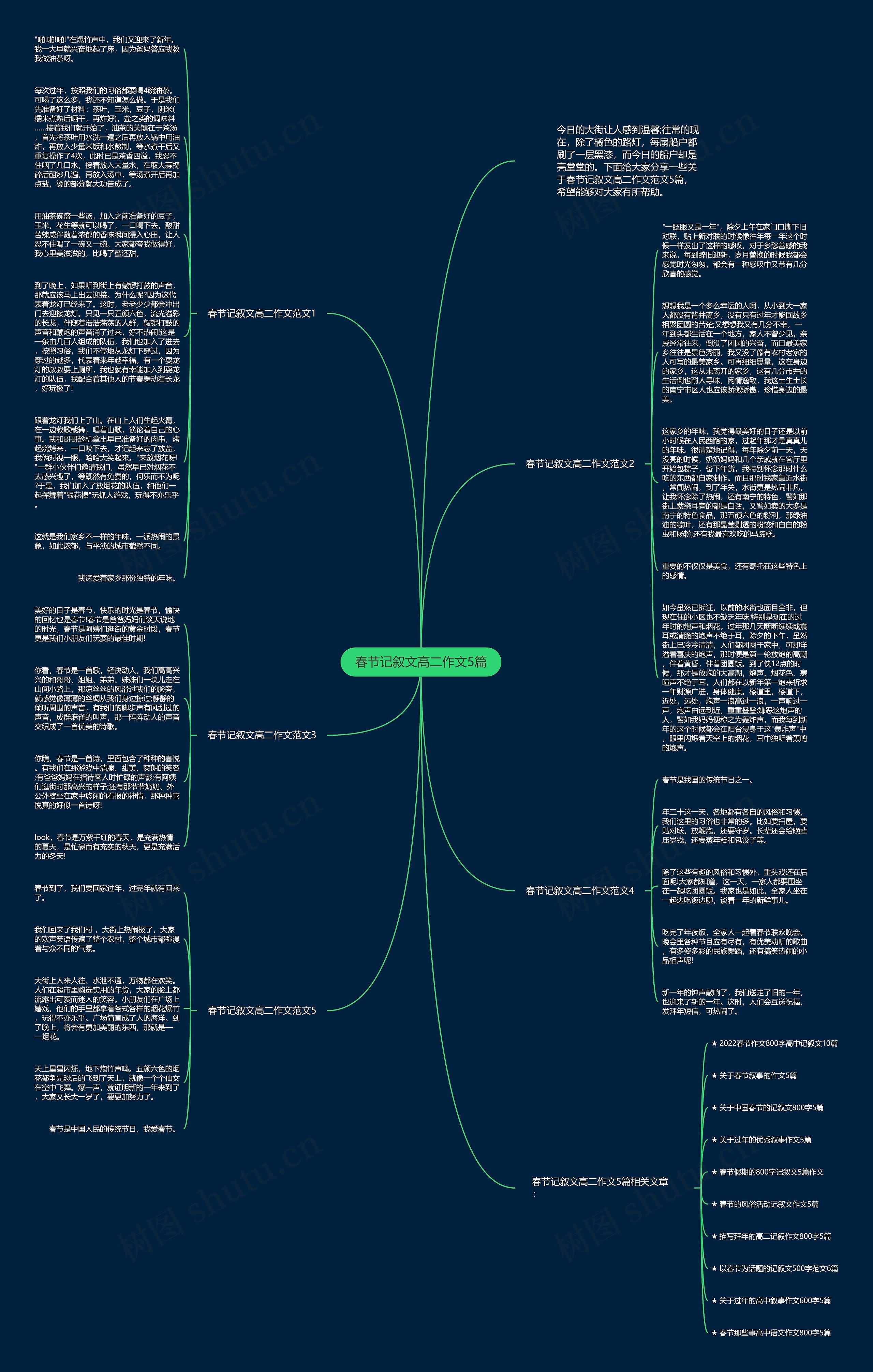 春节记叙文高二作文5篇思维导图
