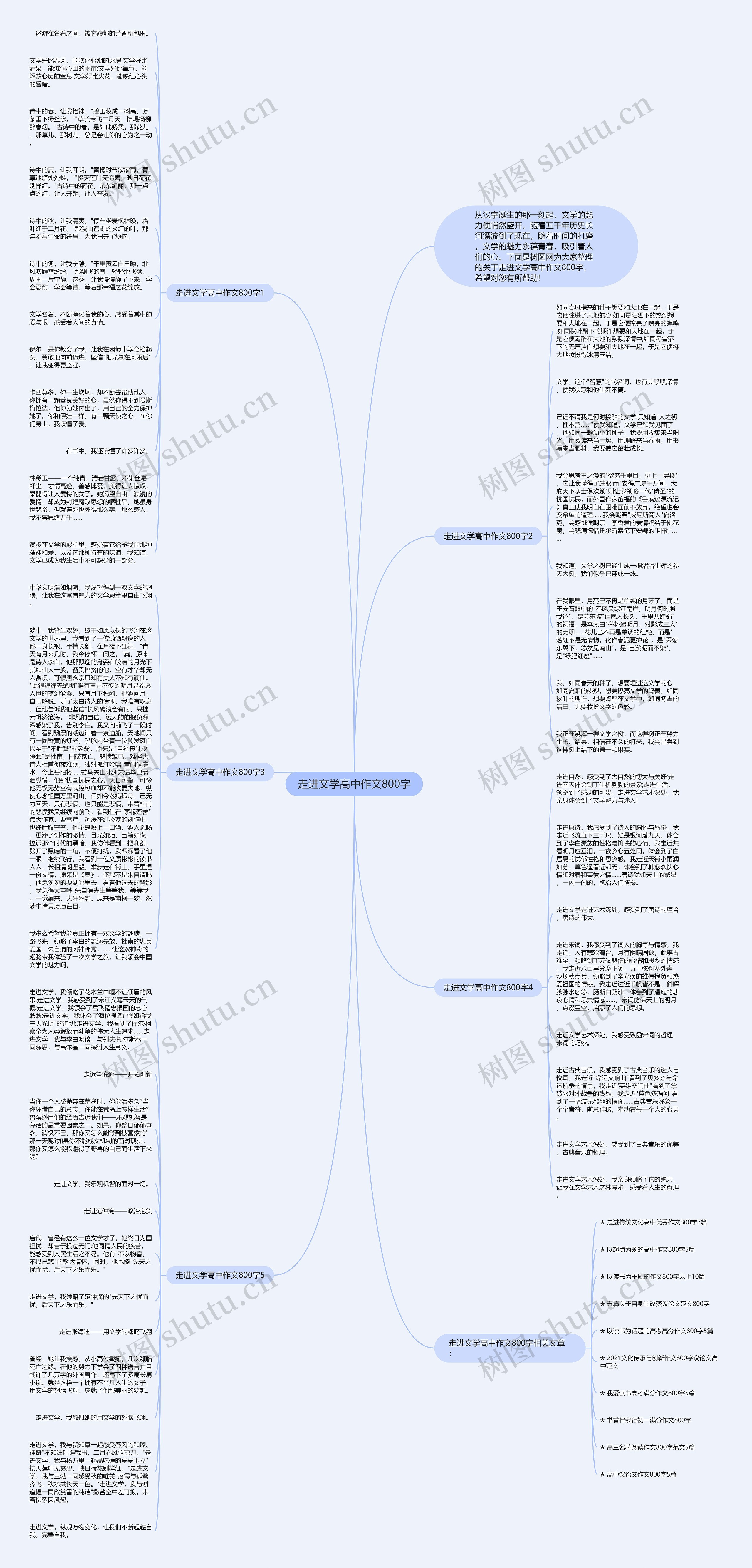 走进文学高中作文800字思维导图