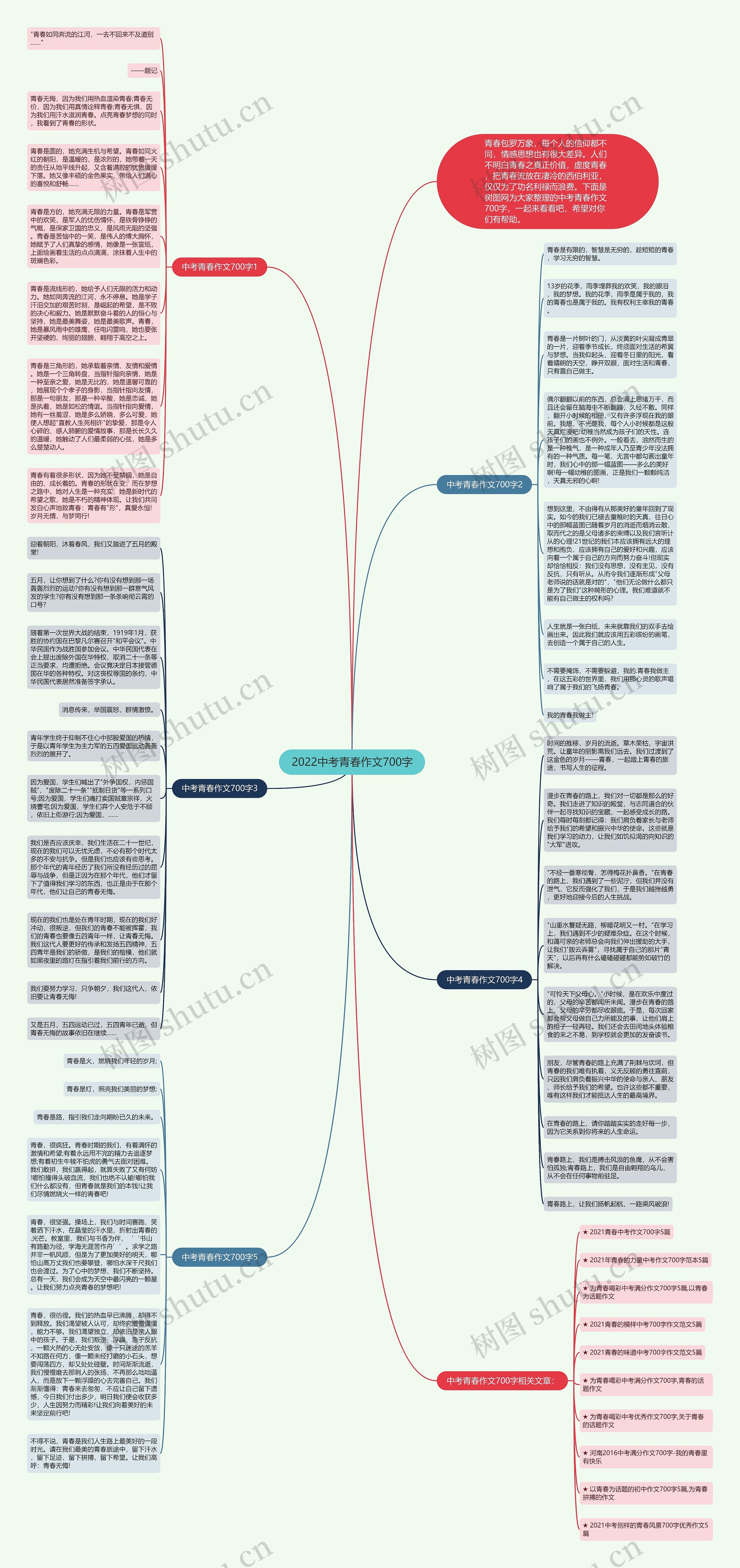 2022中考青春作文700字思维导图