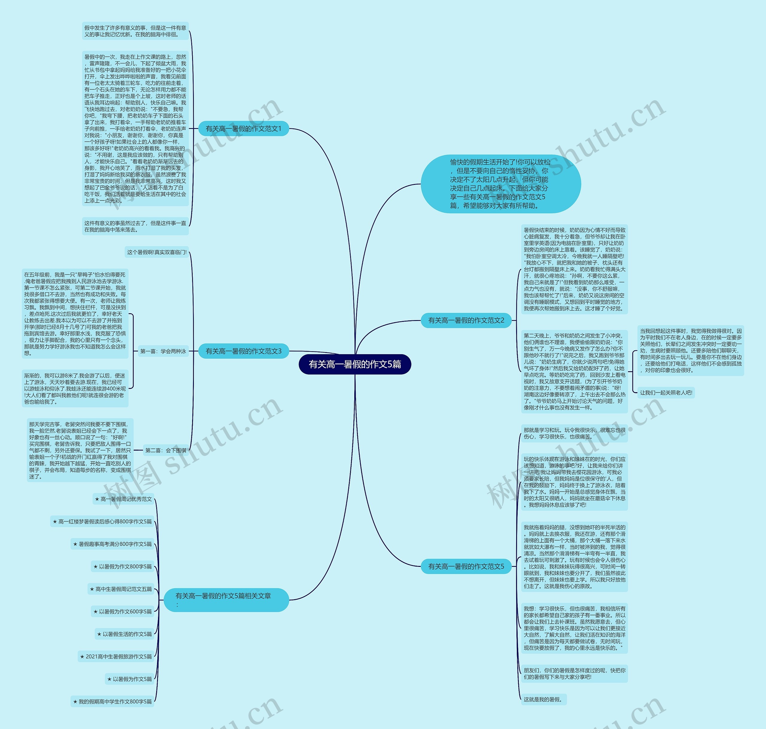 有关高一暑假的作文5篇思维导图