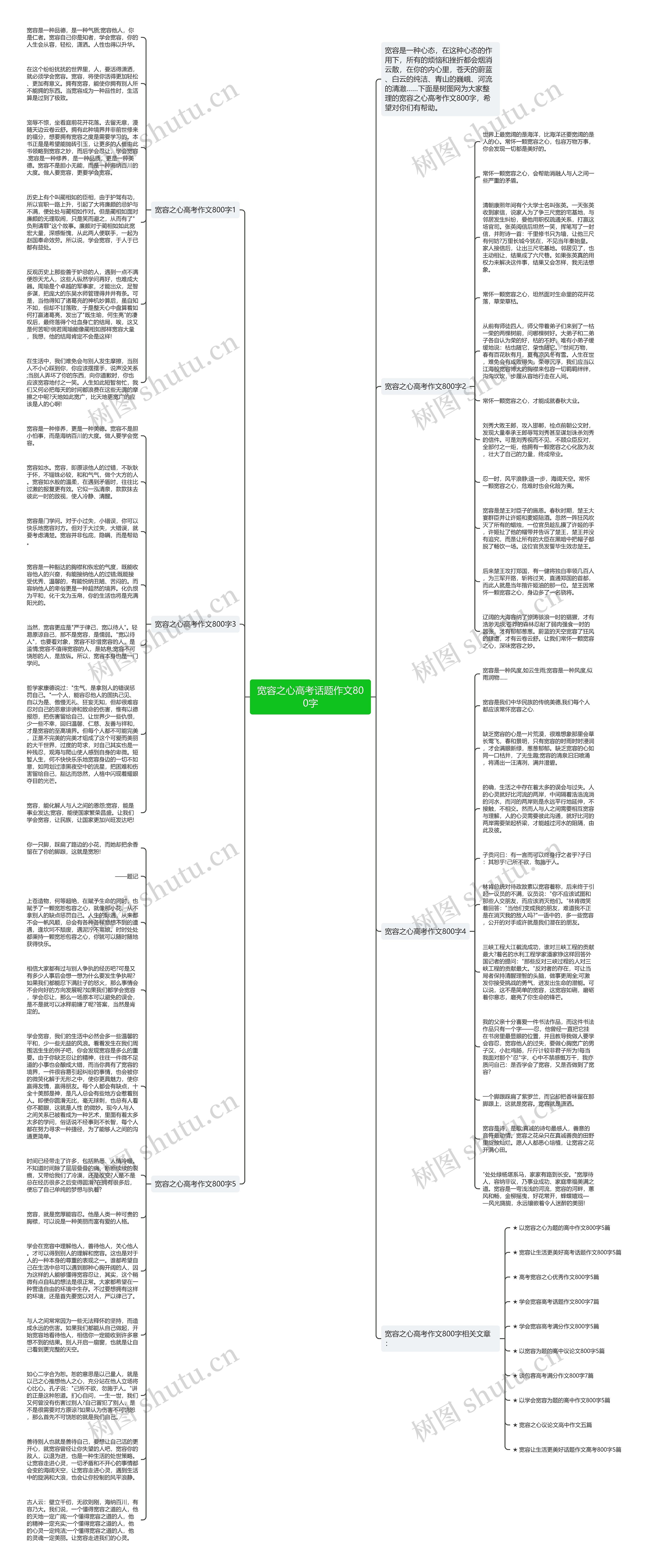 宽容之心高考话题作文800字思维导图