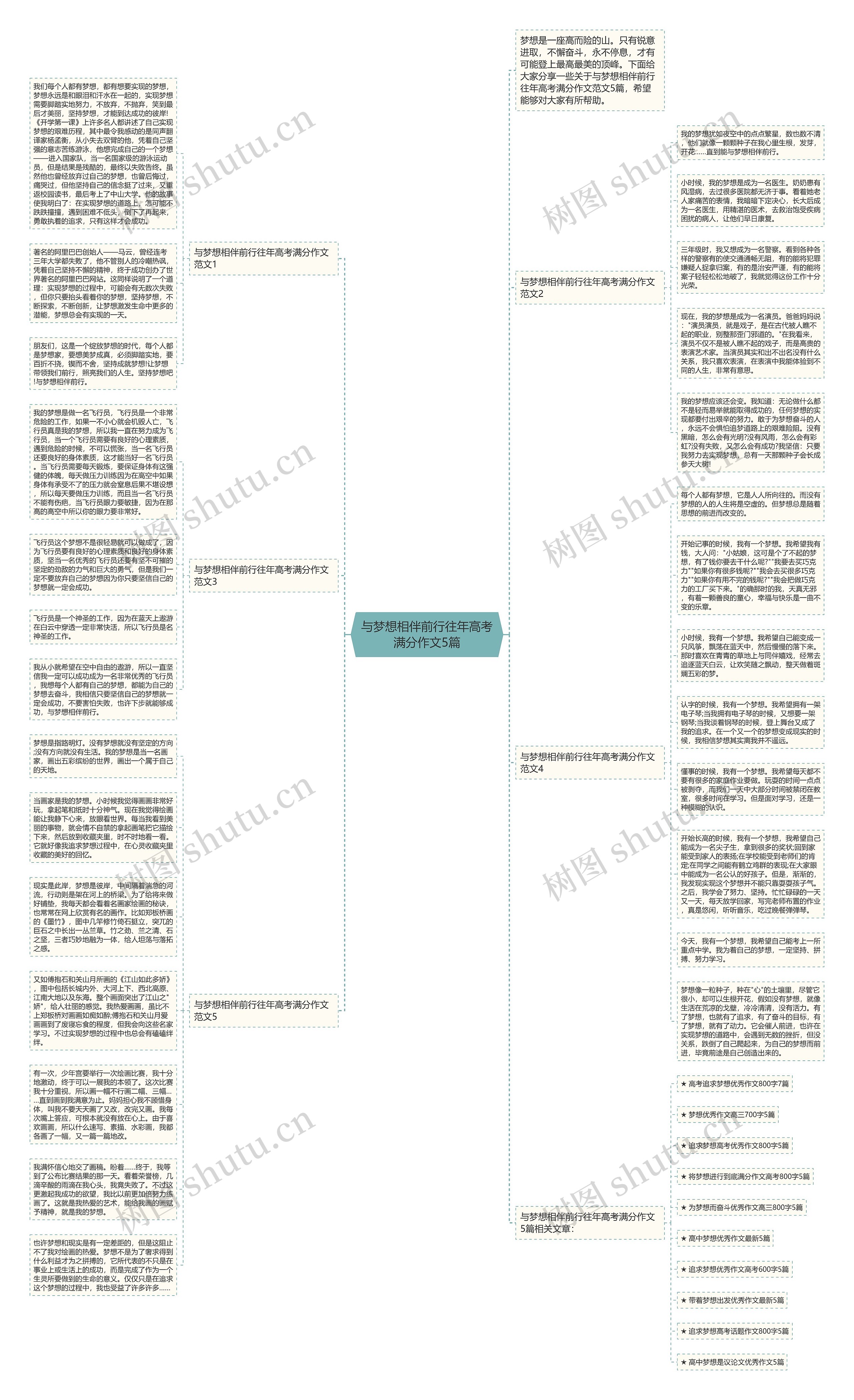 与梦想相伴前行往年高考满分作文5篇思维导图