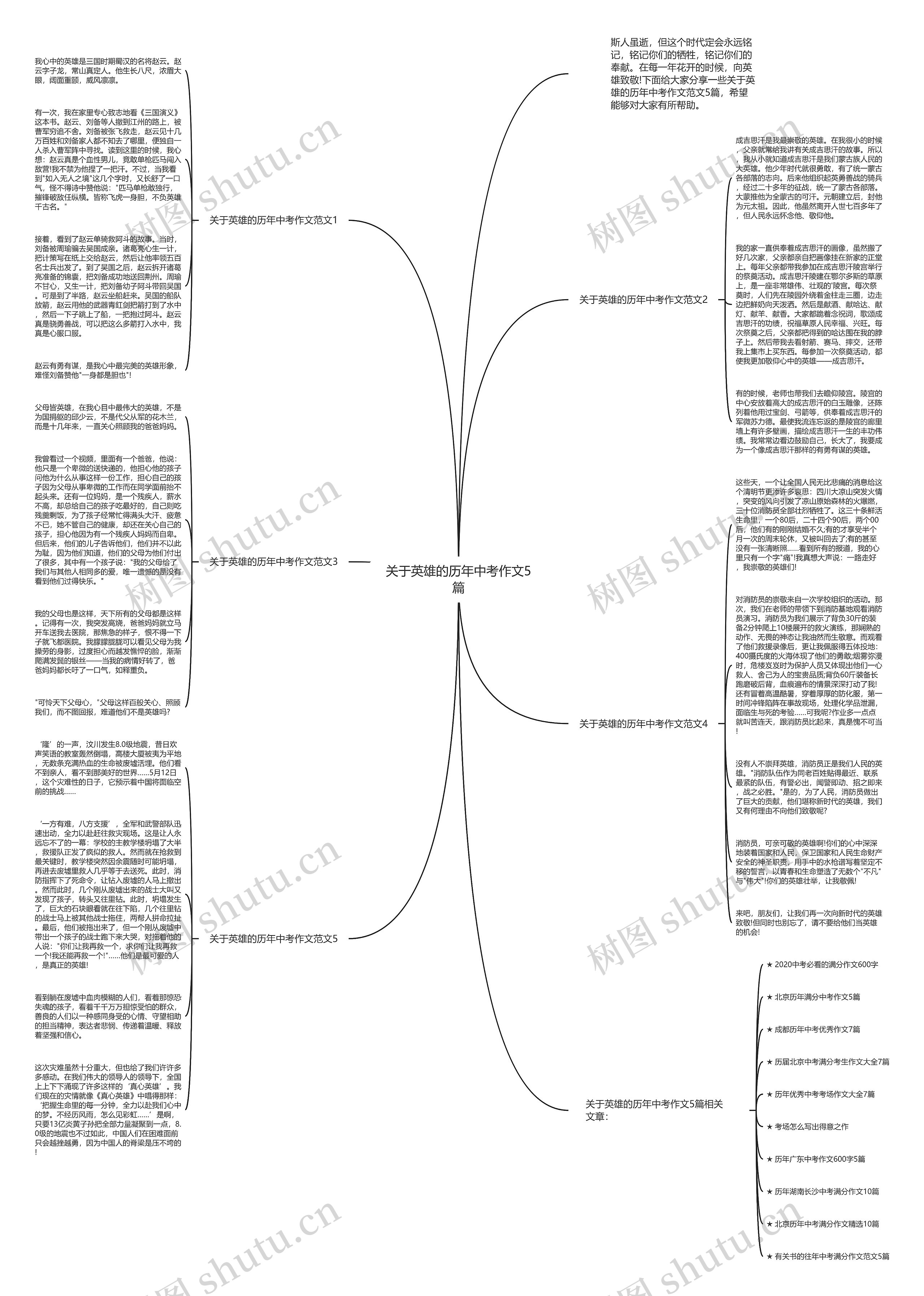 关于英雄的历年中考作文5篇思维导图