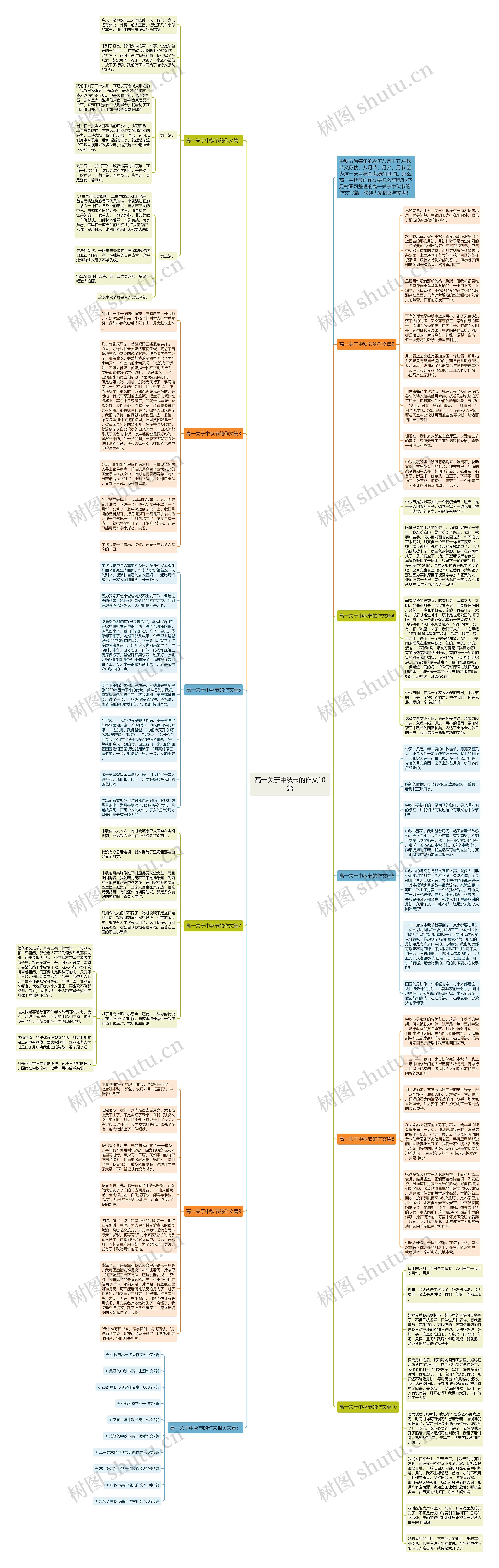 高一关于中秋节的作文10篇思维导图