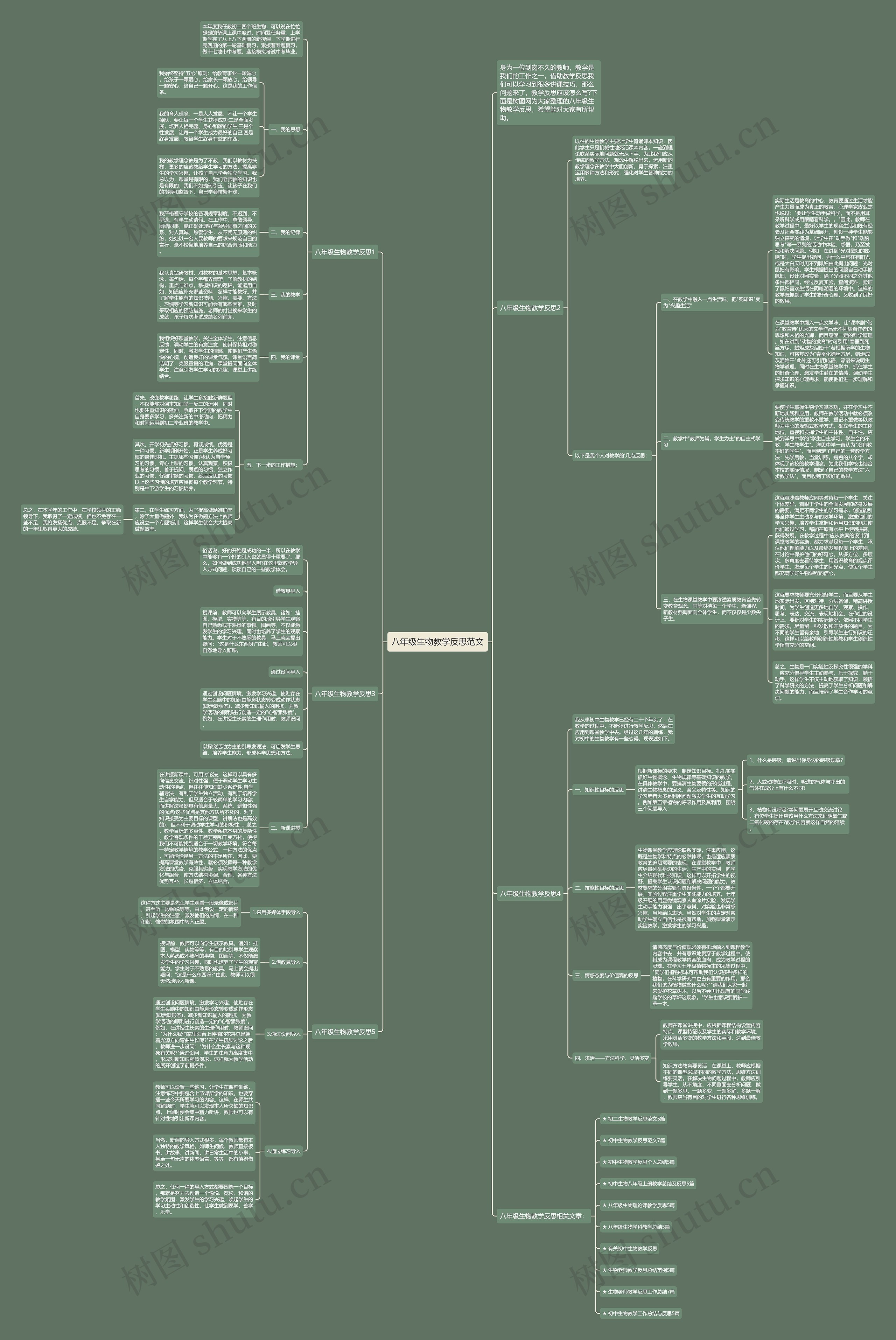 八年级生物教学反思范文思维导图