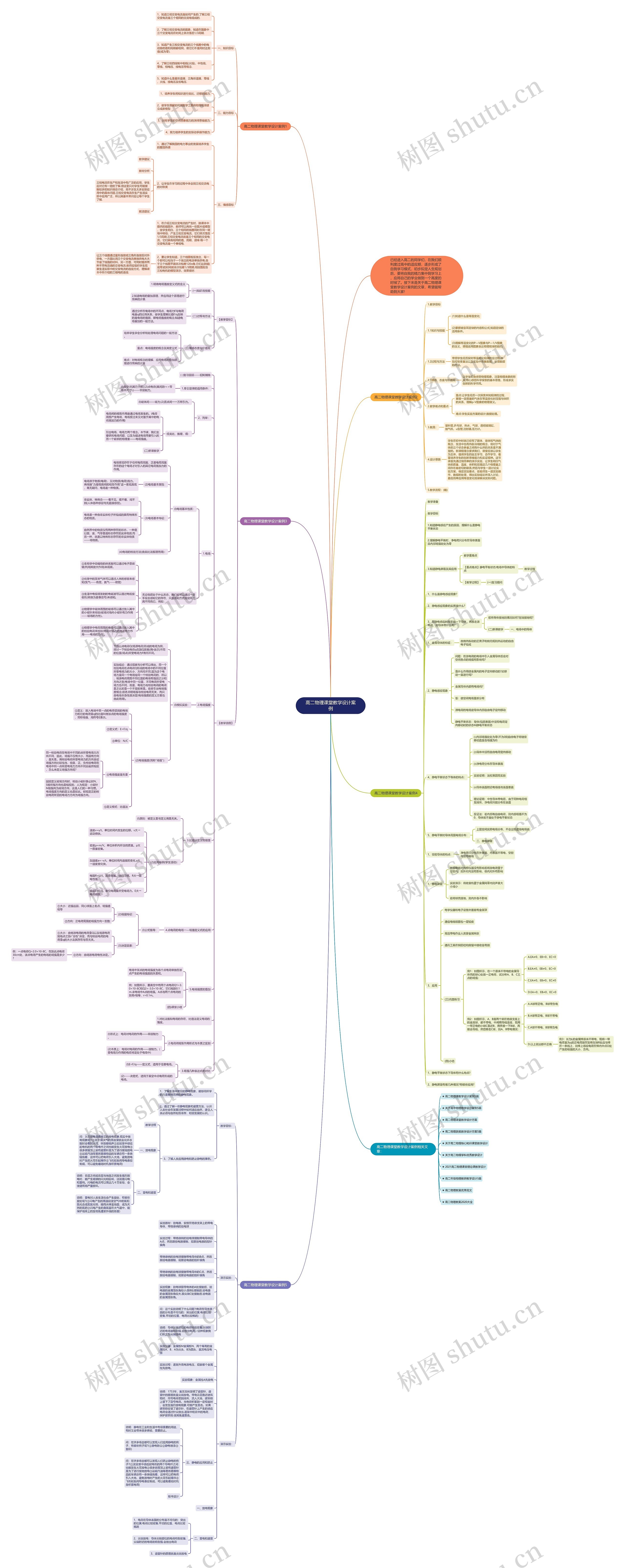 高二物理课堂教学设计案例思维导图