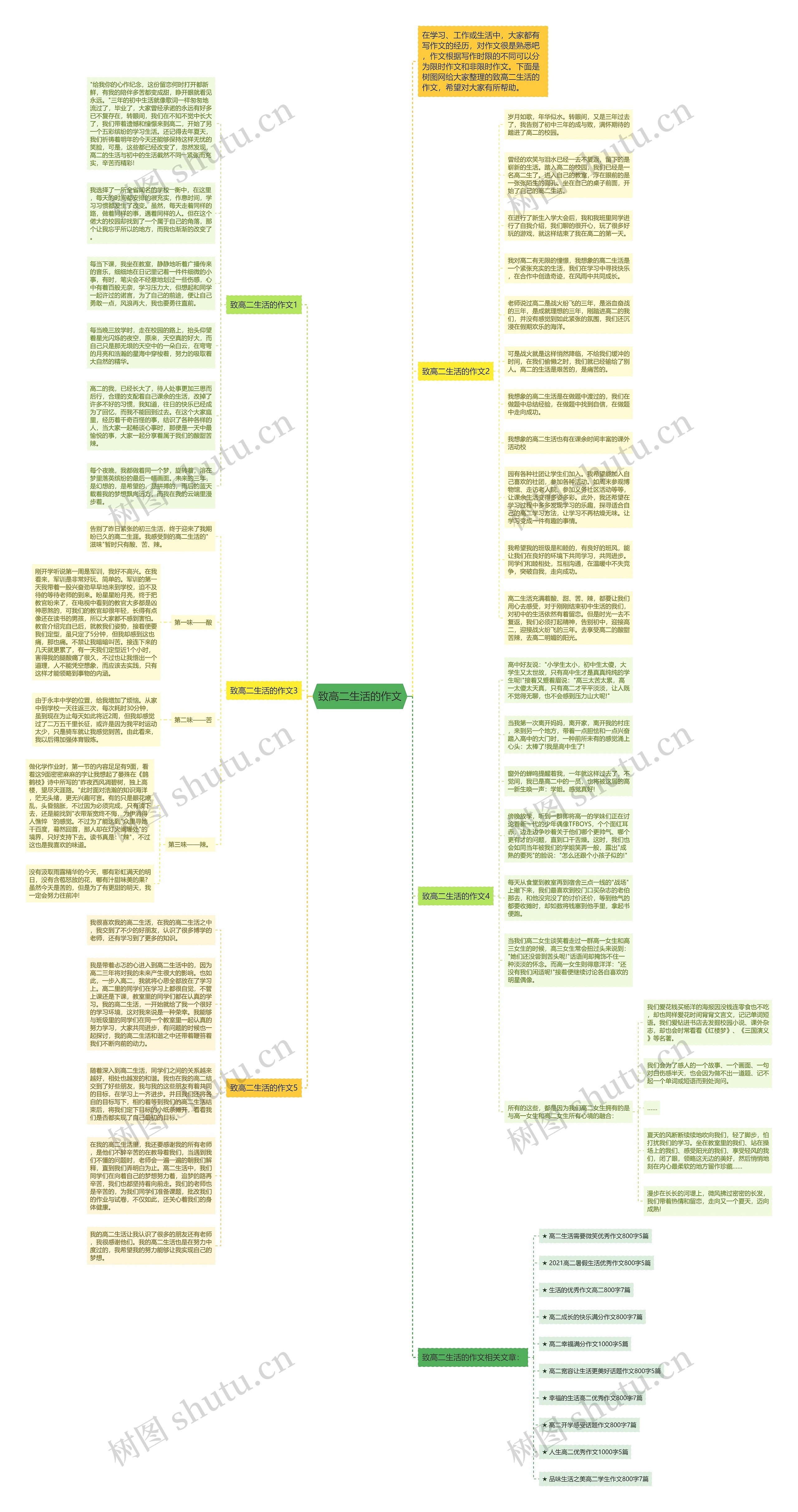 致高二生活的作文思维导图