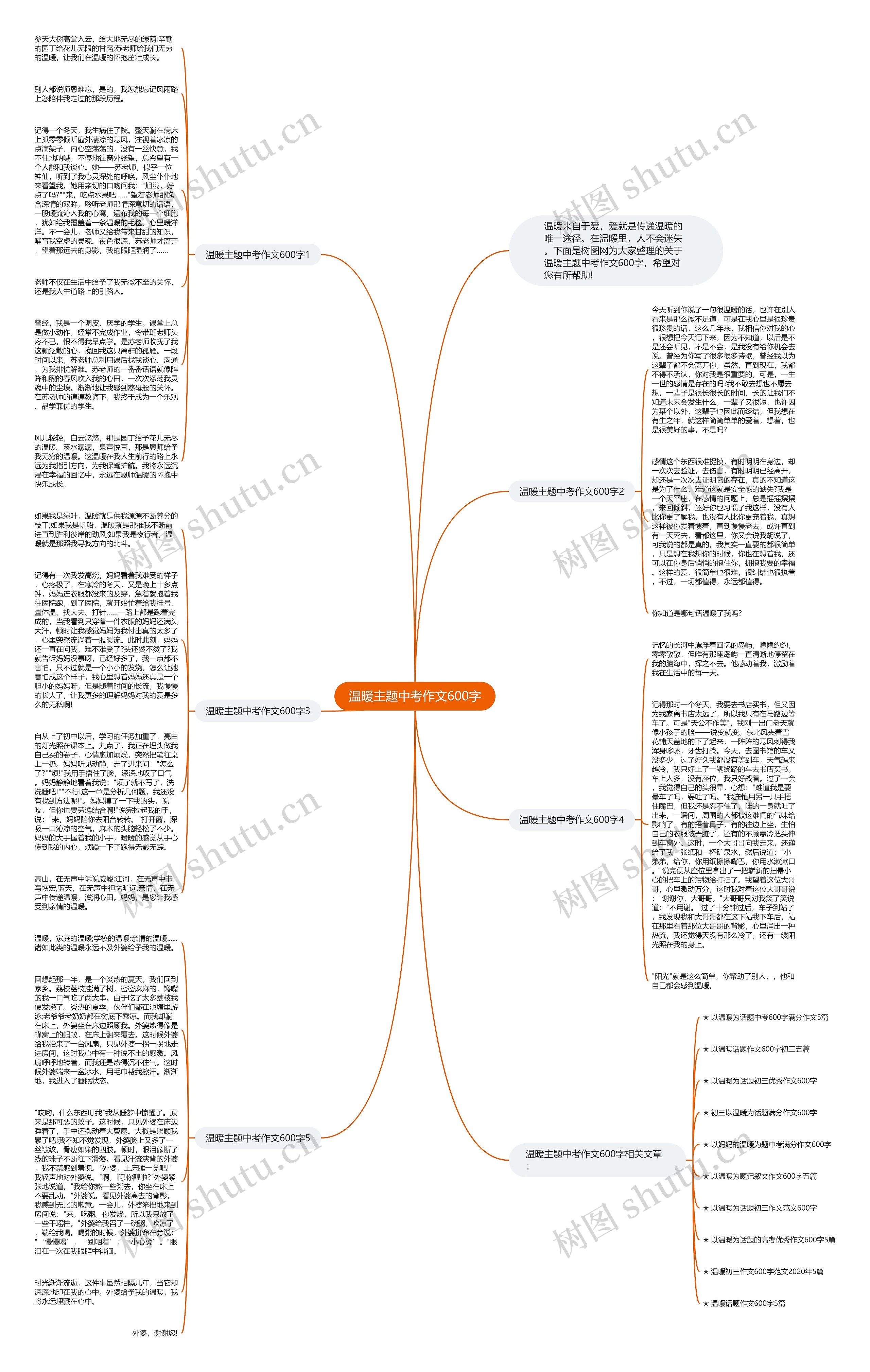 温暖主题中考作文600字思维导图