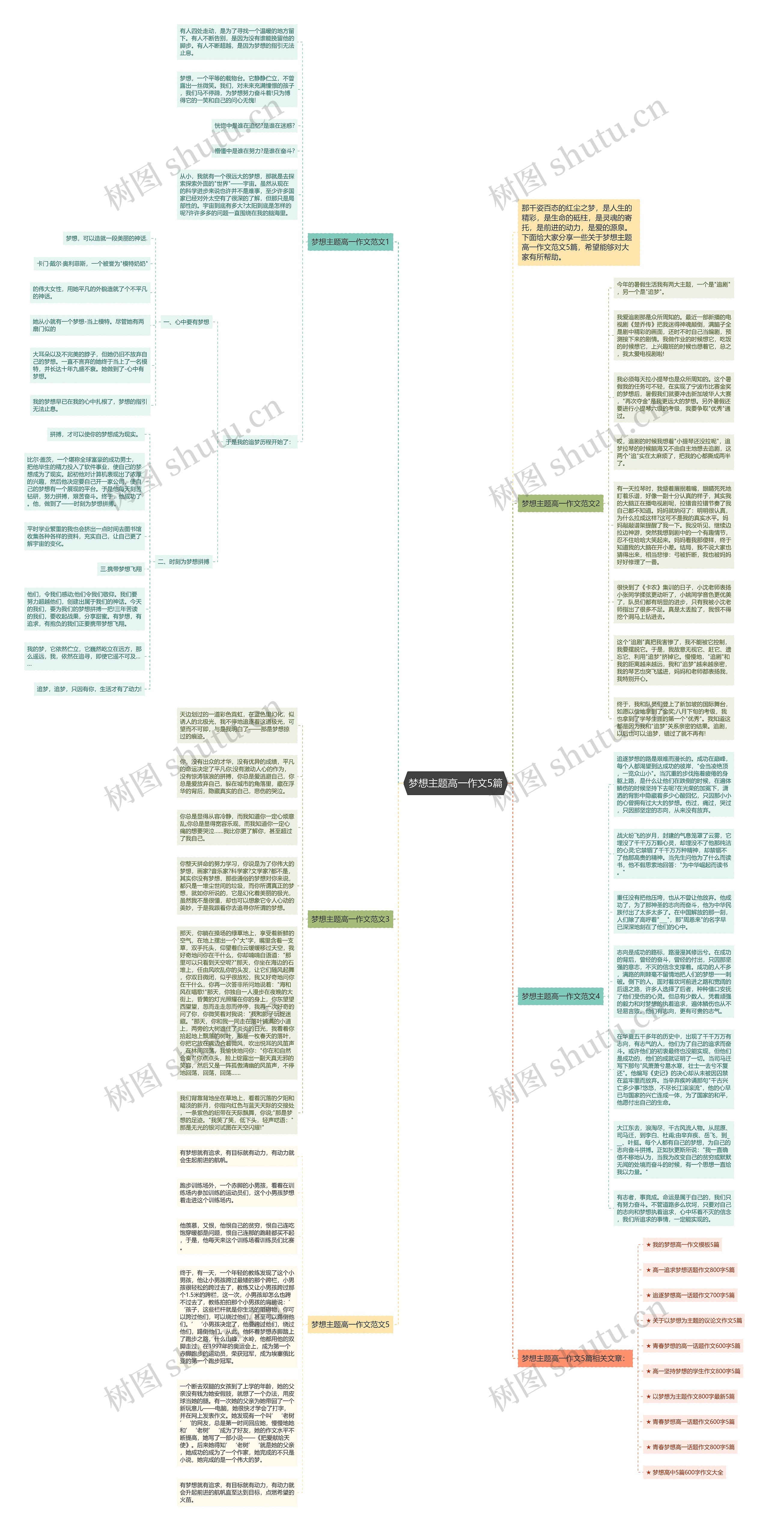 梦想主题高一作文5篇思维导图
