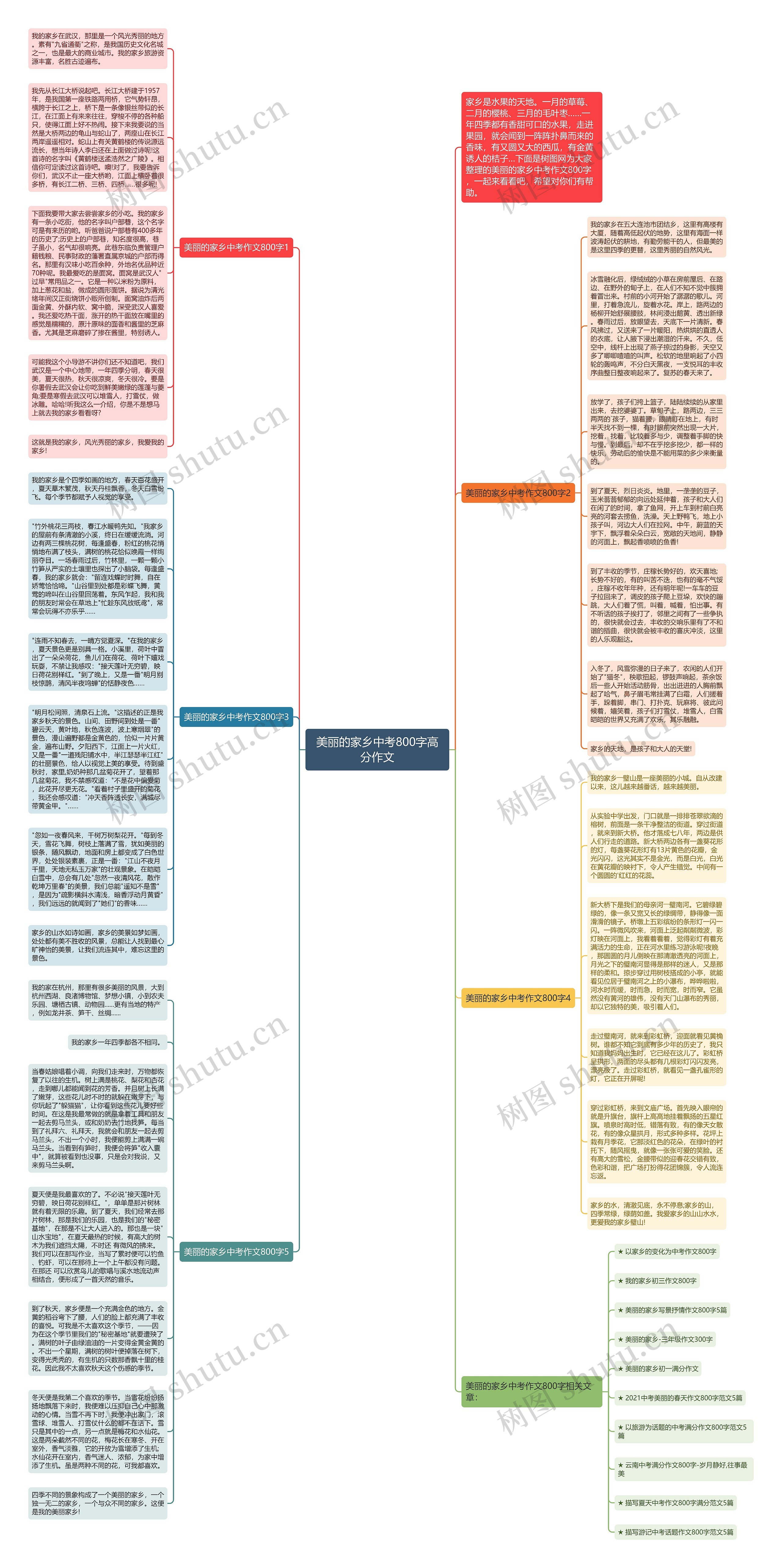 美丽的家乡中考800字高分作文思维导图