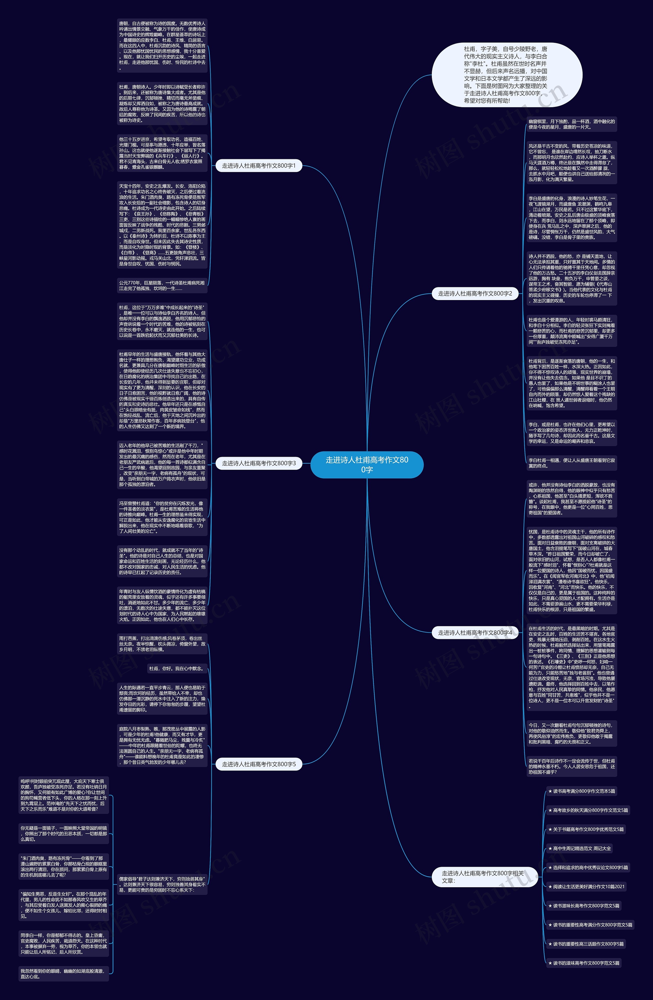 走进诗人杜甫高考作文800字思维导图