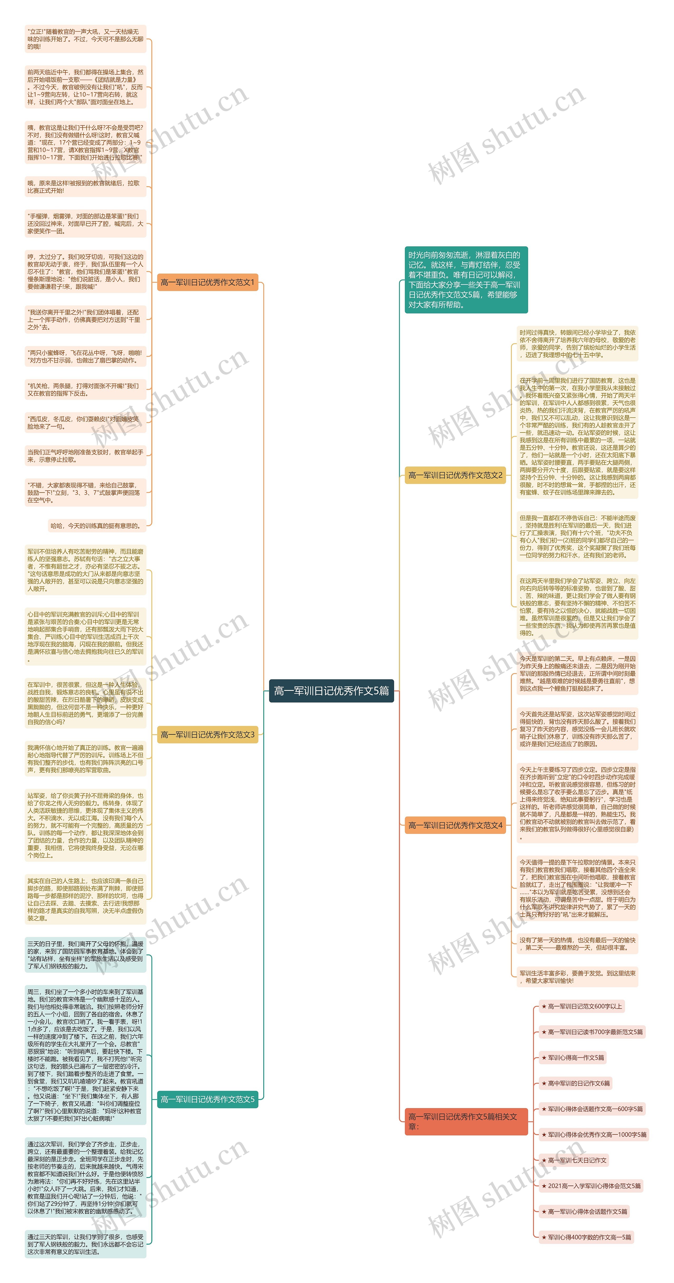 高一军训日记优秀作文5篇思维导图