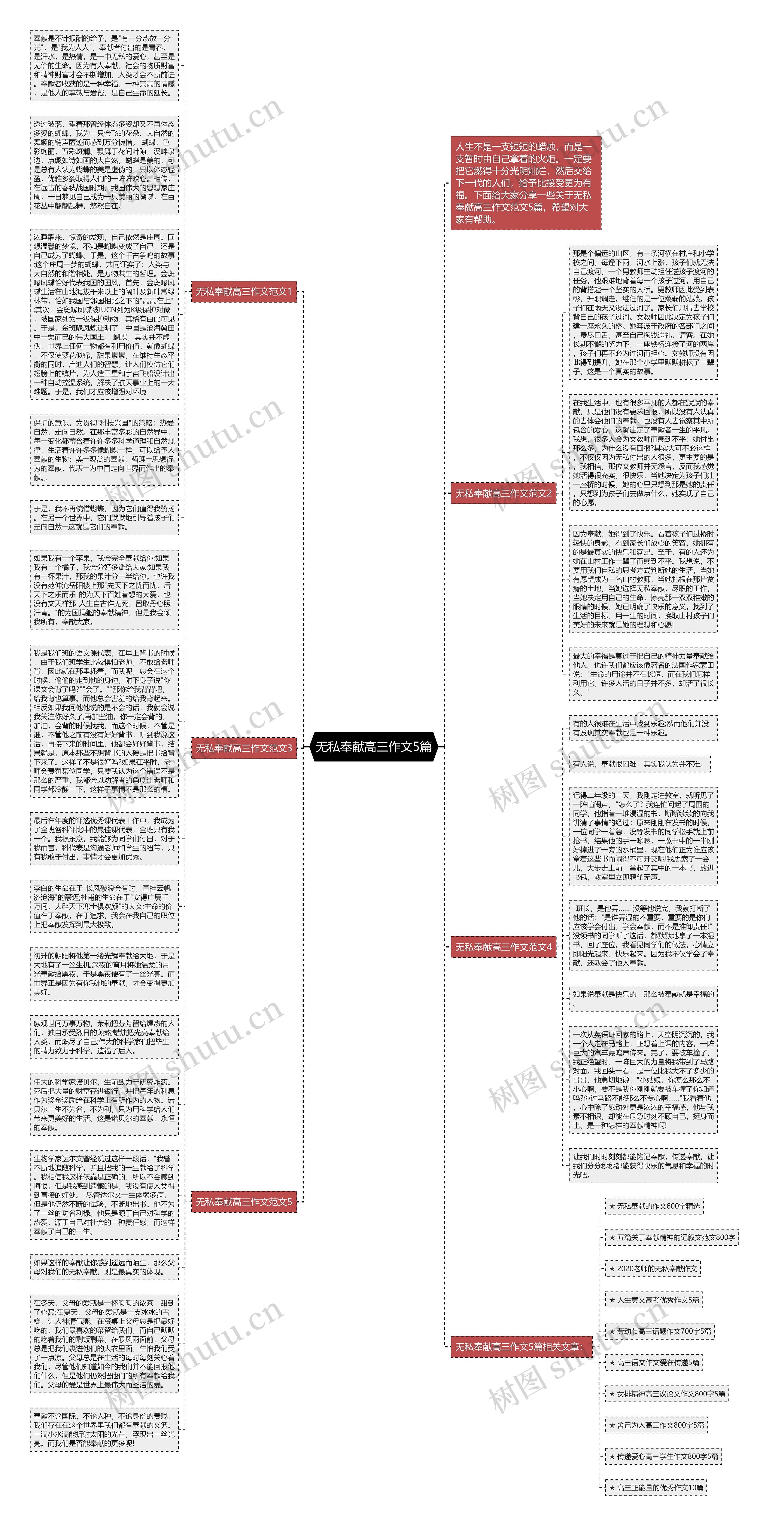 无私奉献高三作文5篇思维导图