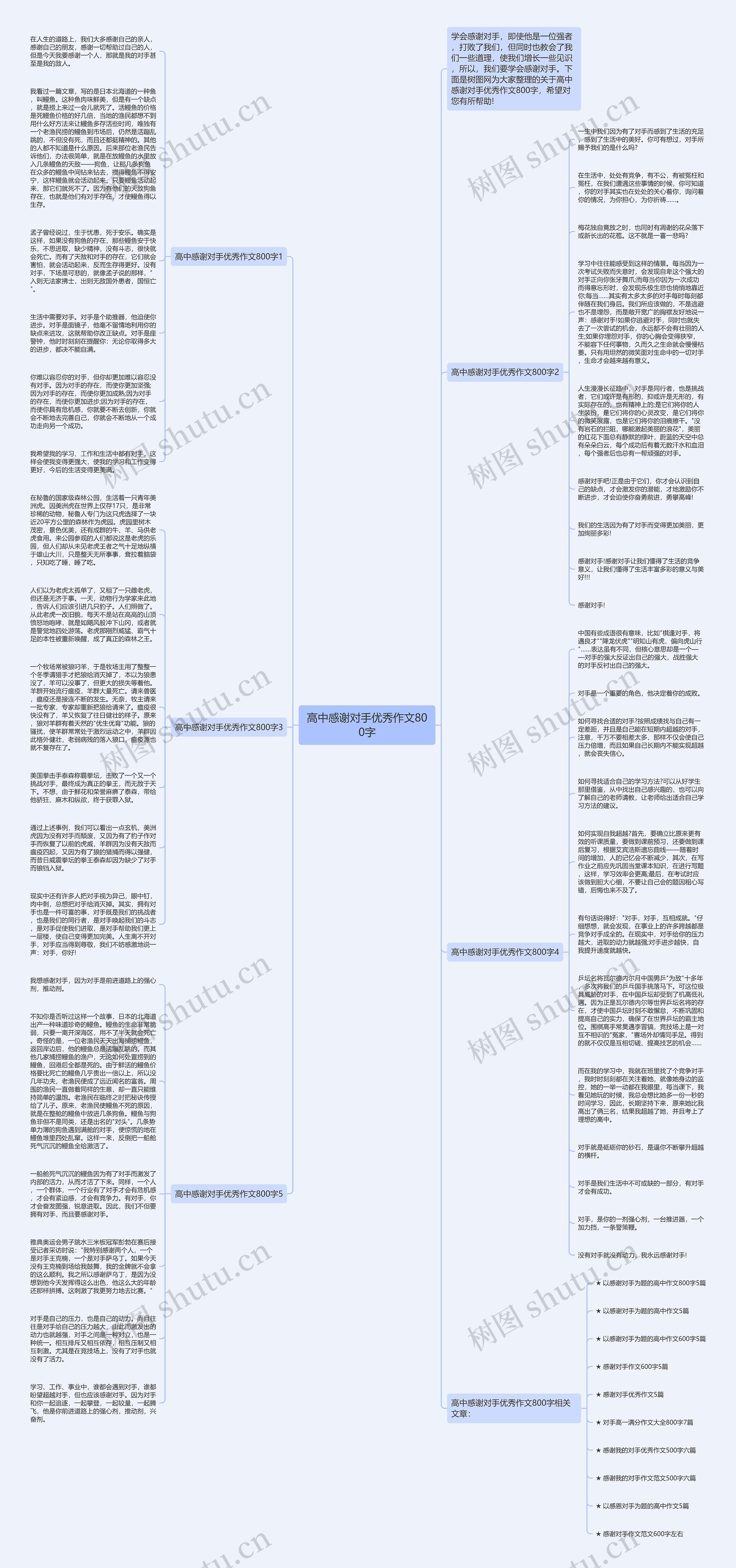 高中感谢对手优秀作文800字思维导图