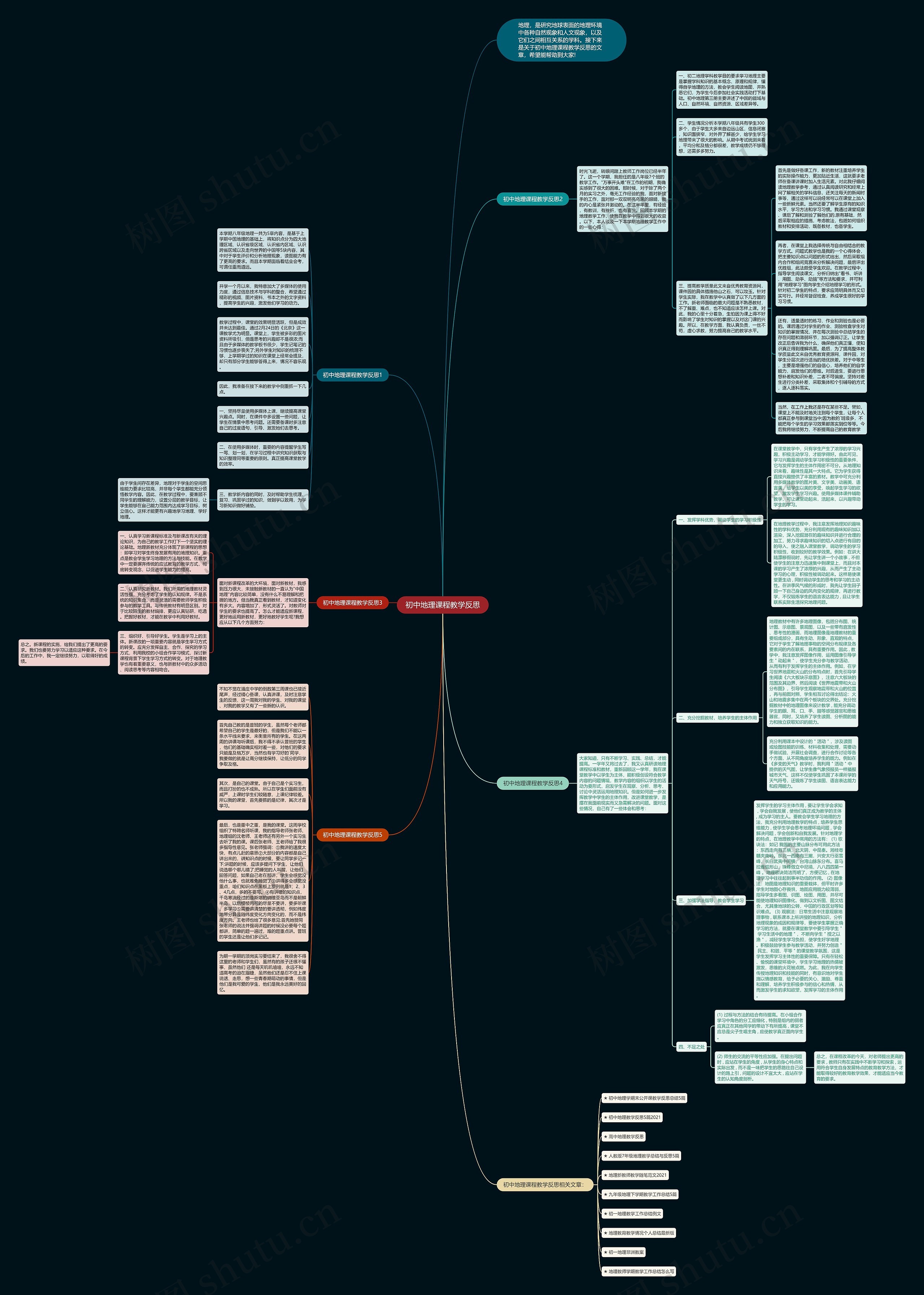 初中地理课程教学反思思维导图