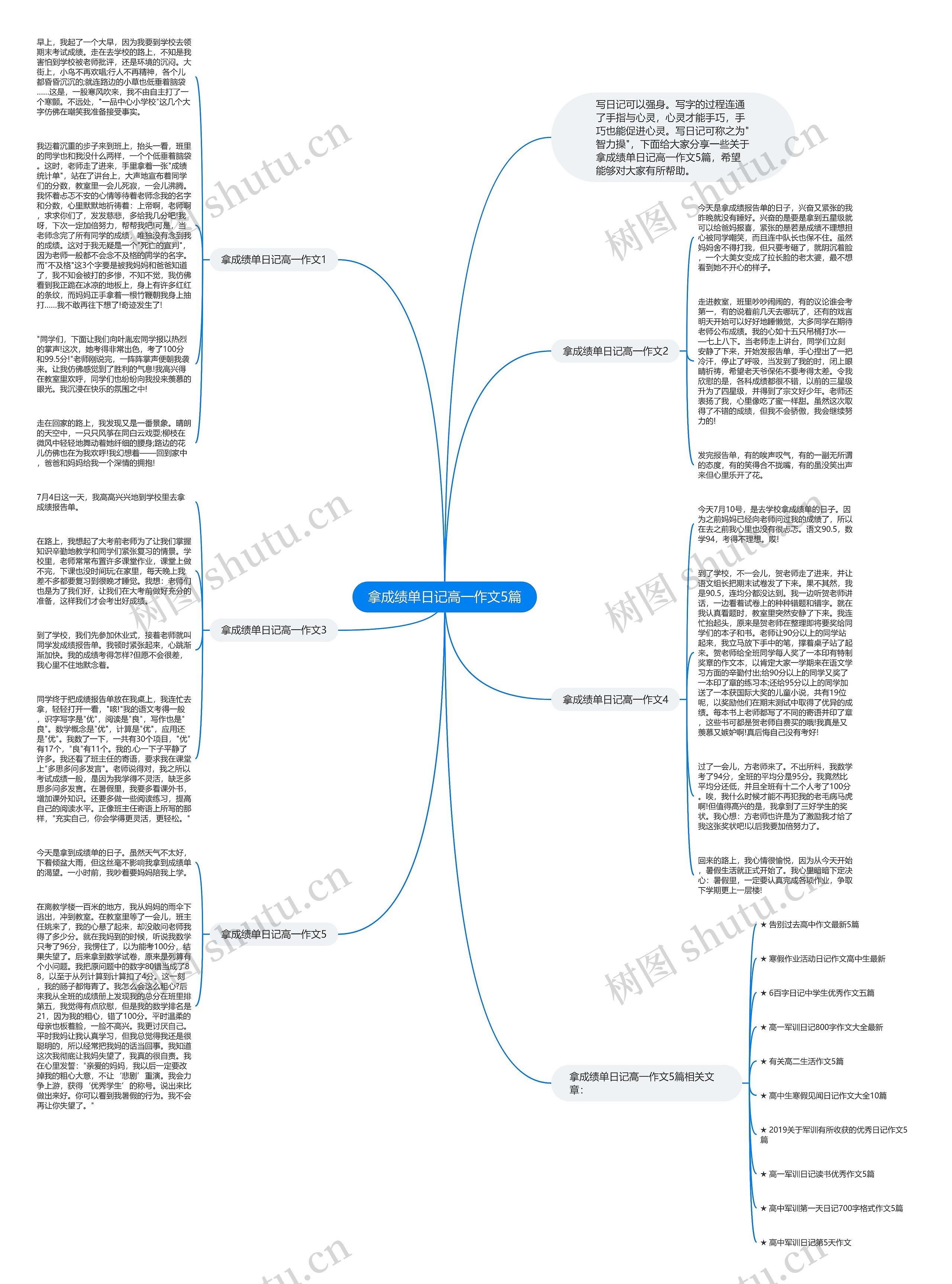 拿成绩单日记高一作文5篇思维导图