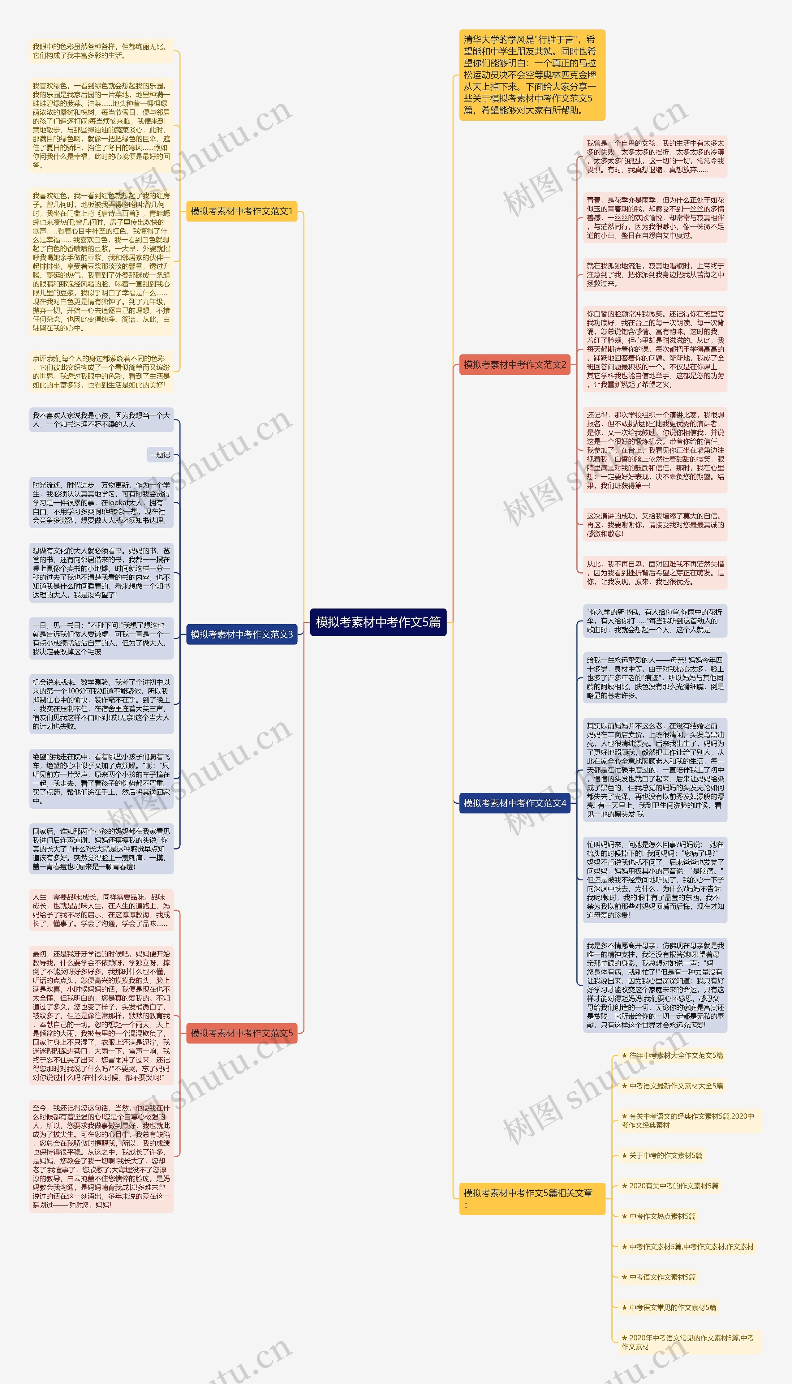 模拟考素材中考作文5篇思维导图