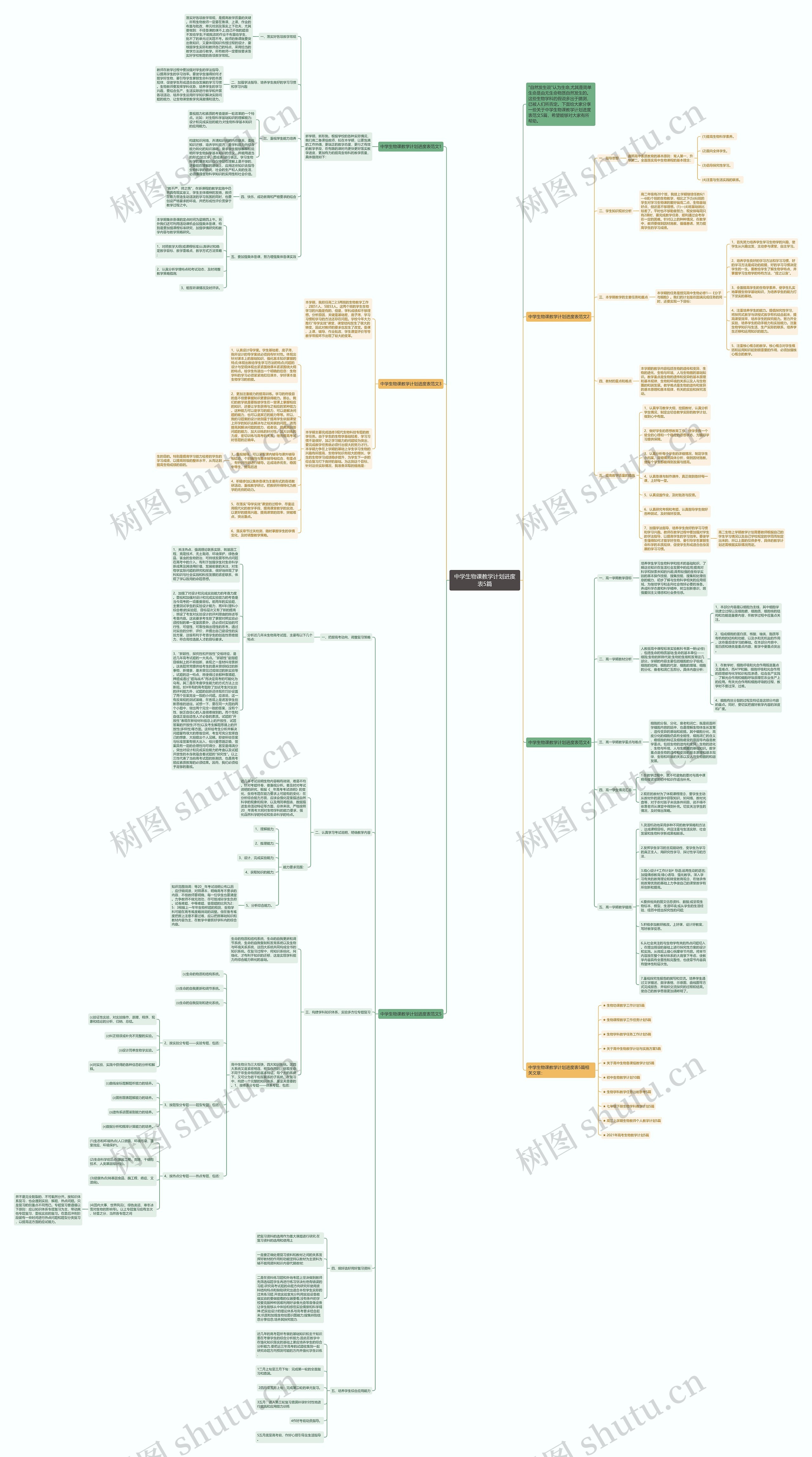 中学生物课教学计划进度表5篇思维导图
