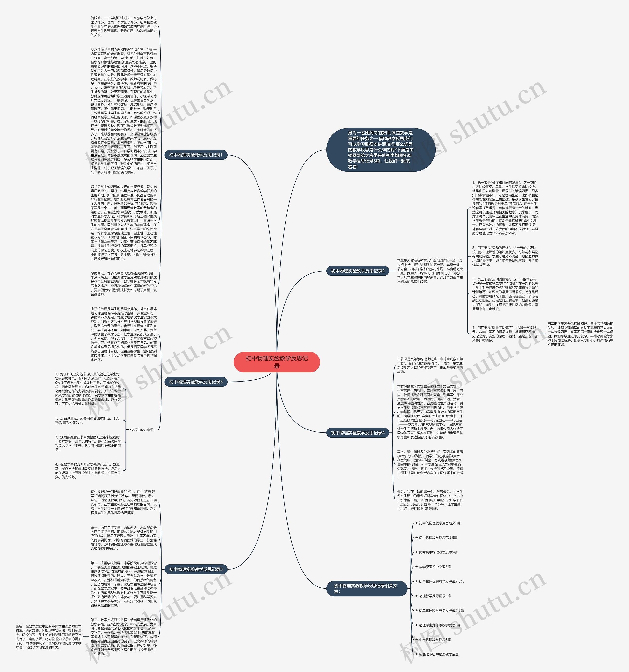 初中物理实验教学反思记录思维导图