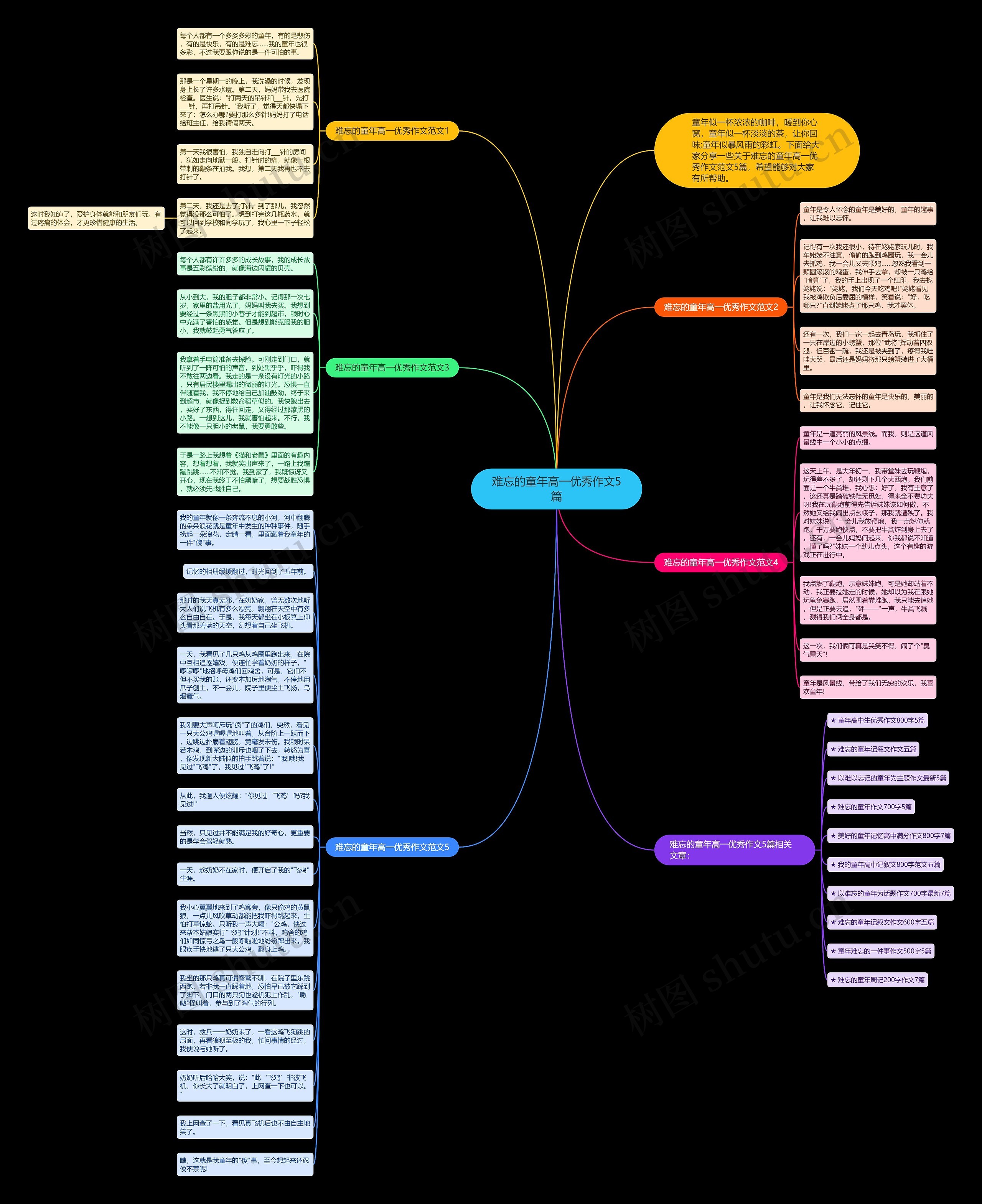 难忘的童年高一优秀作文5篇思维导图