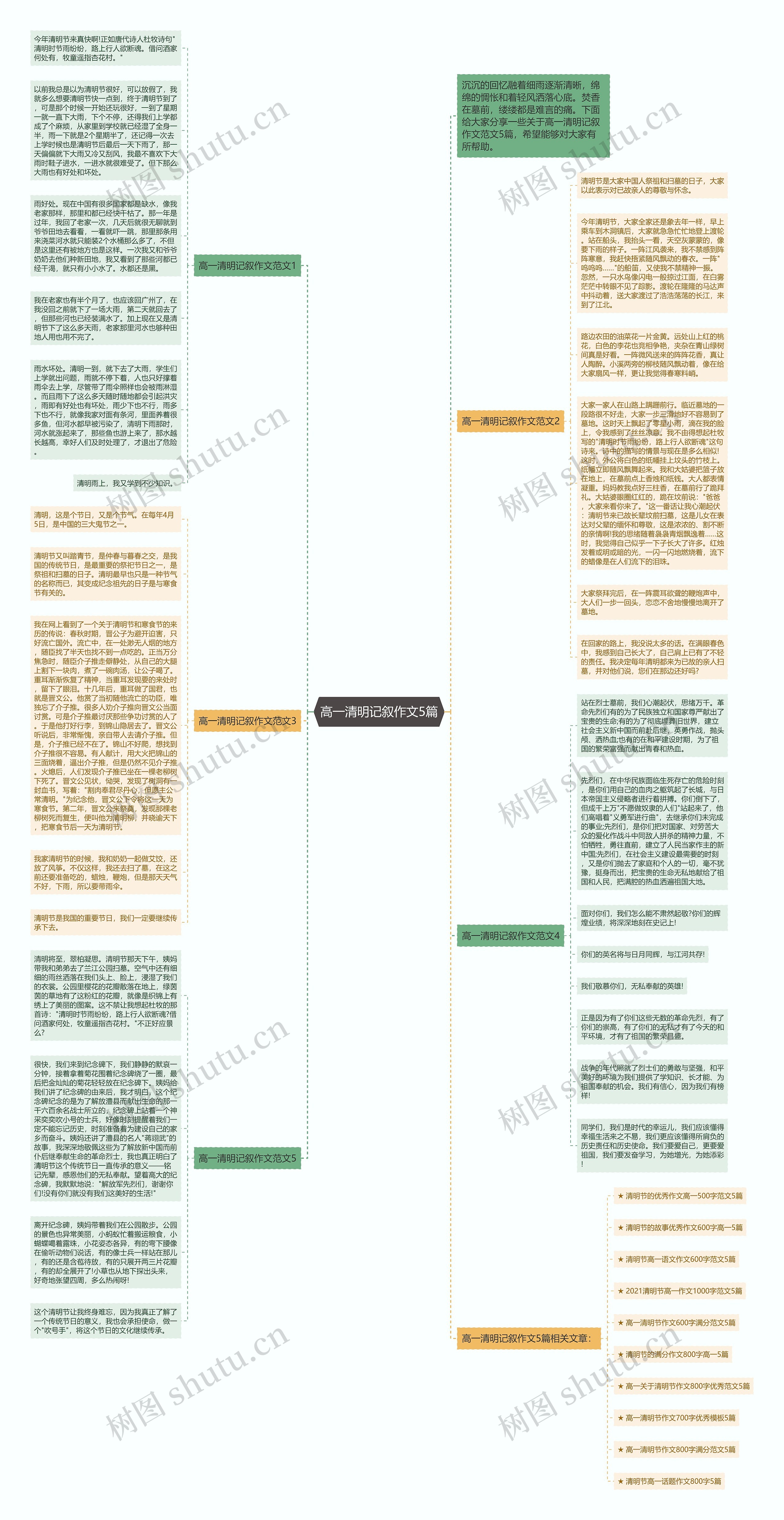 高一清明记叙作文5篇思维导图