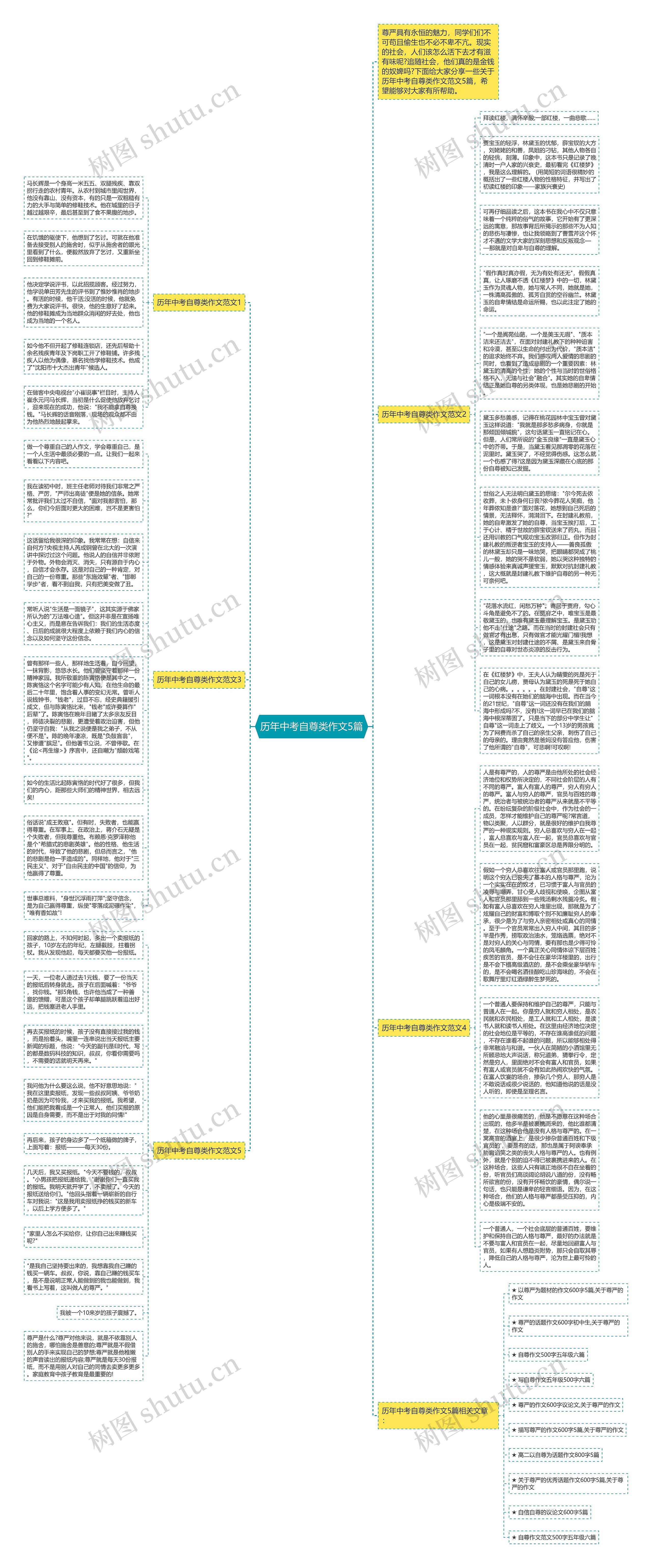 历年中考自尊类作文5篇思维导图