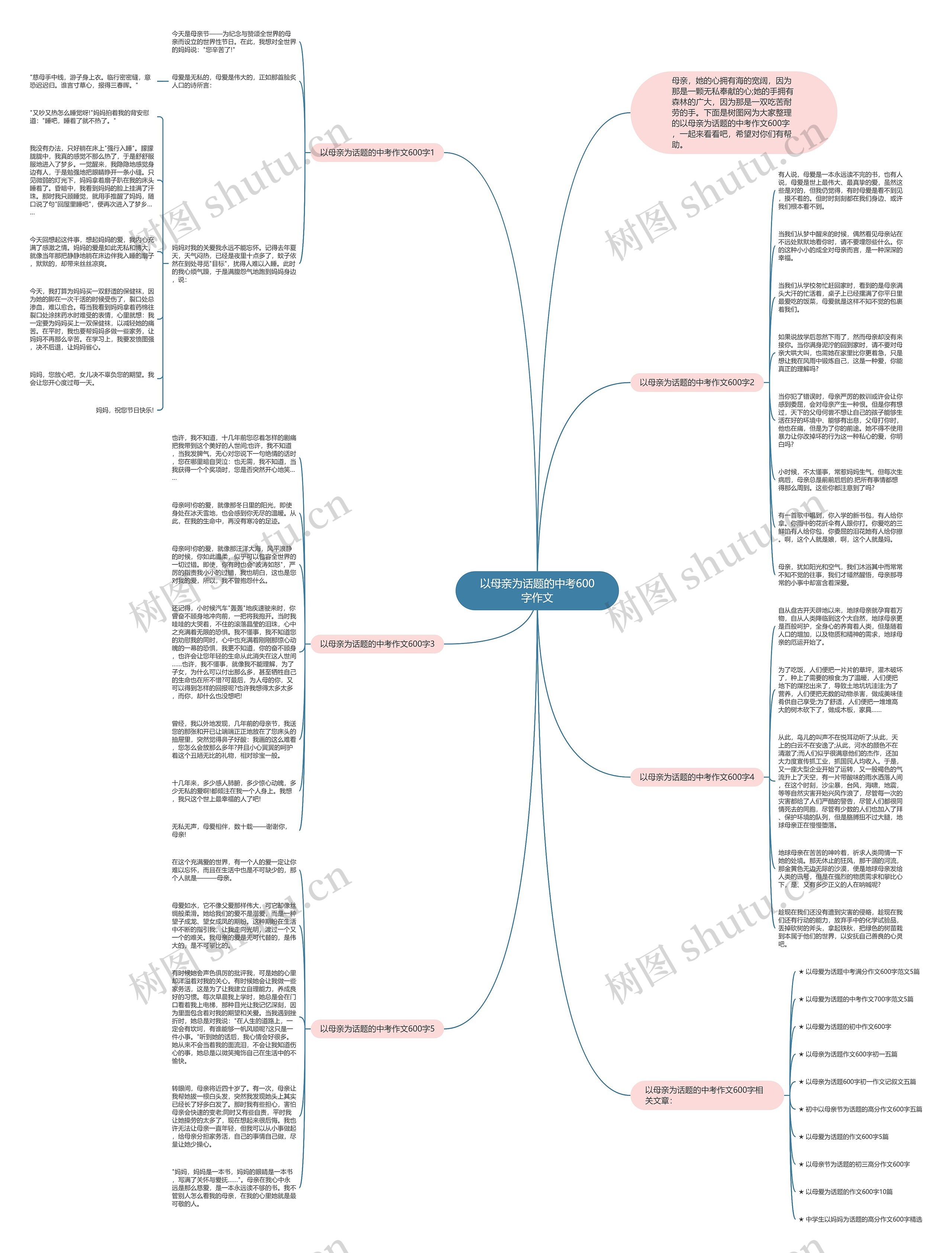 以母亲为话题的中考600字作文思维导图