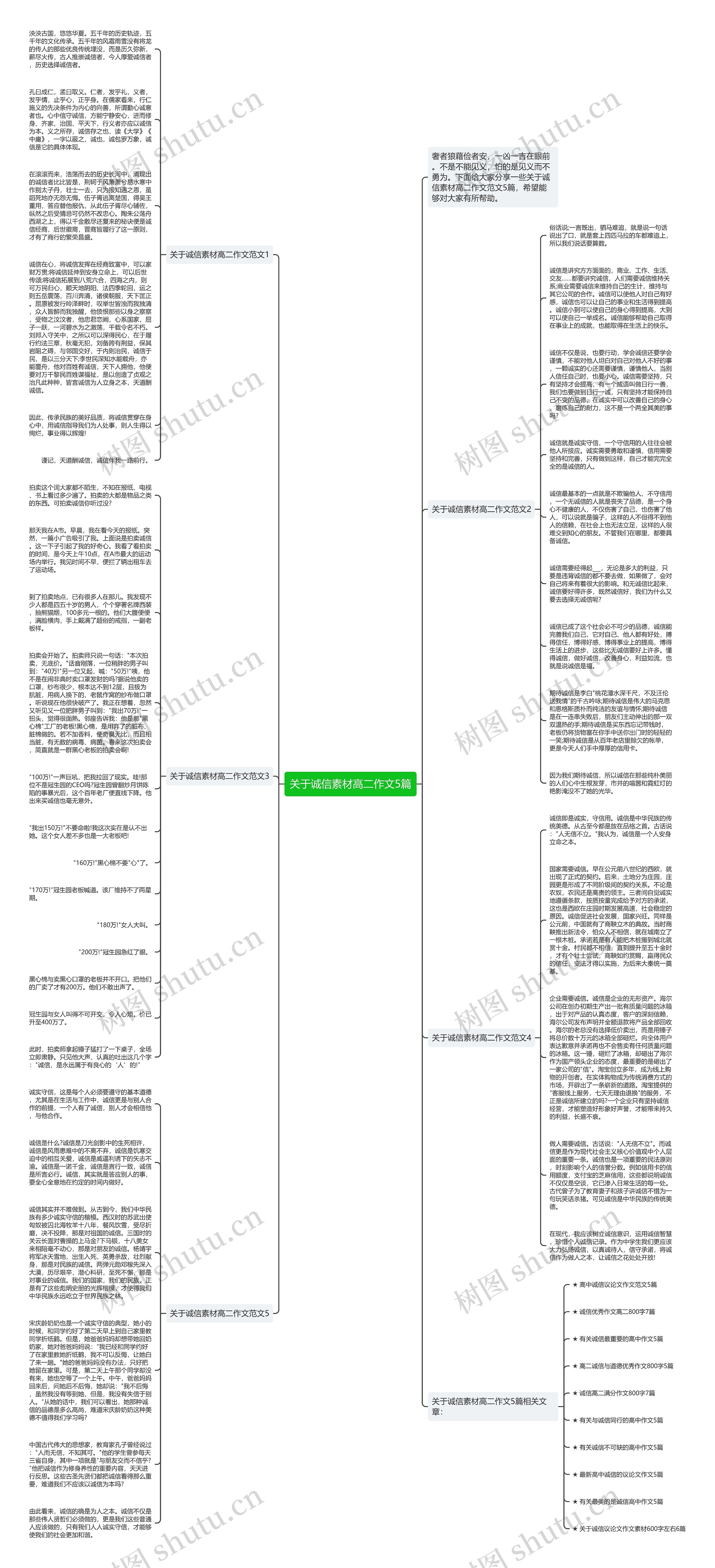 关于诚信素材高二作文5篇思维导图