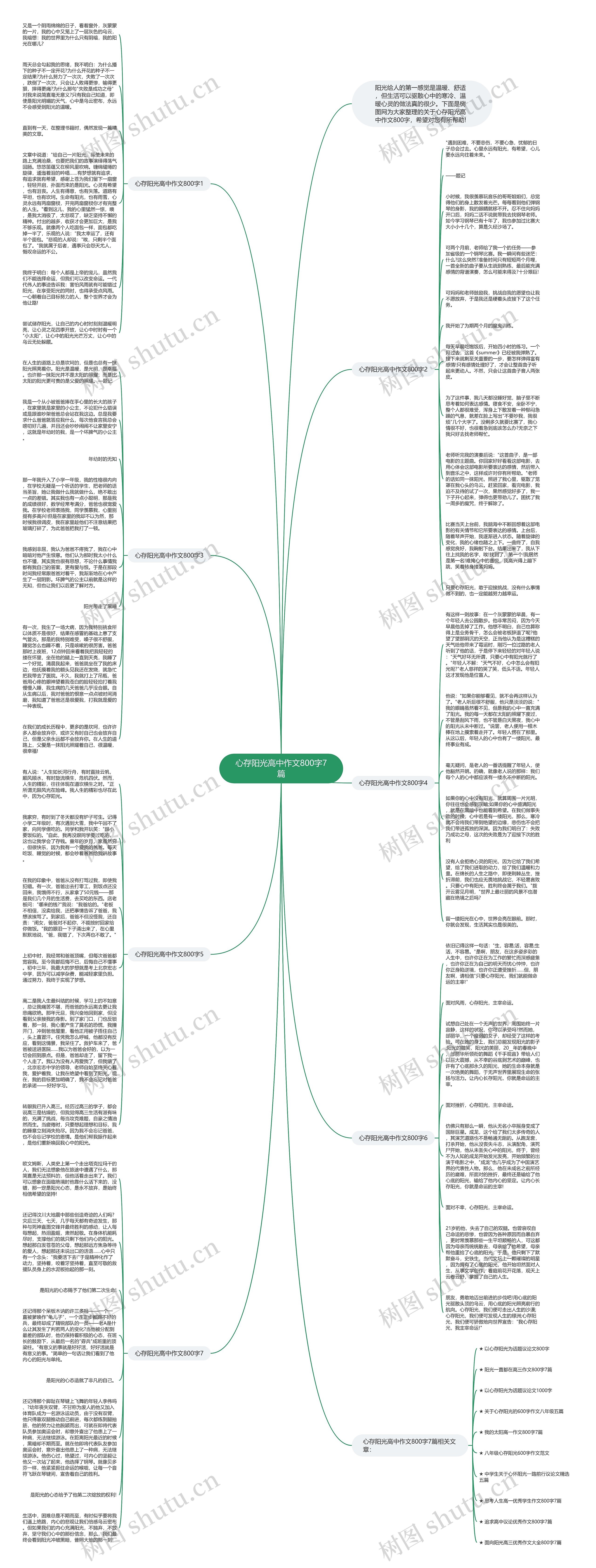 心存阳光高中作文800字7篇思维导图