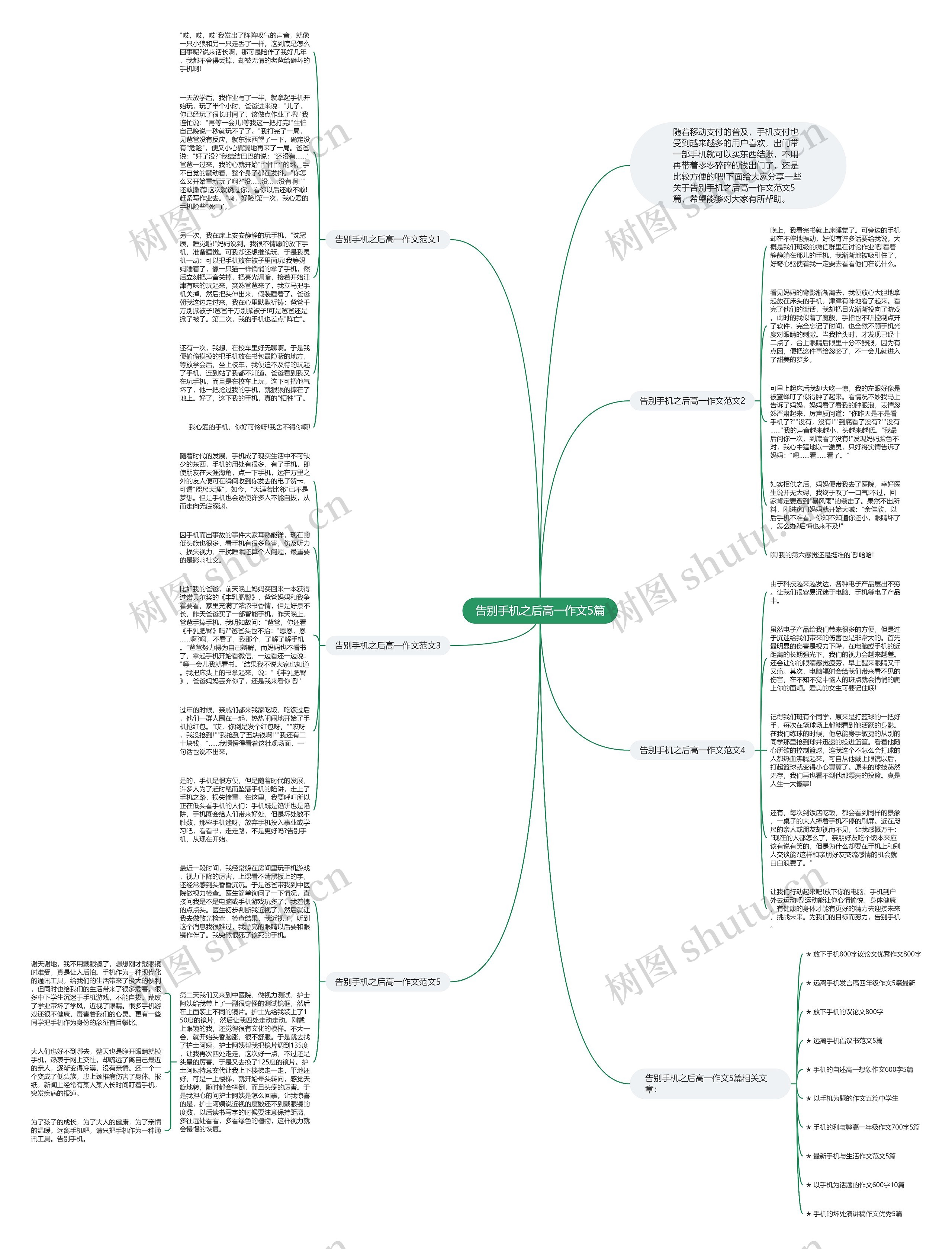 告别手机之后高一作文5篇思维导图