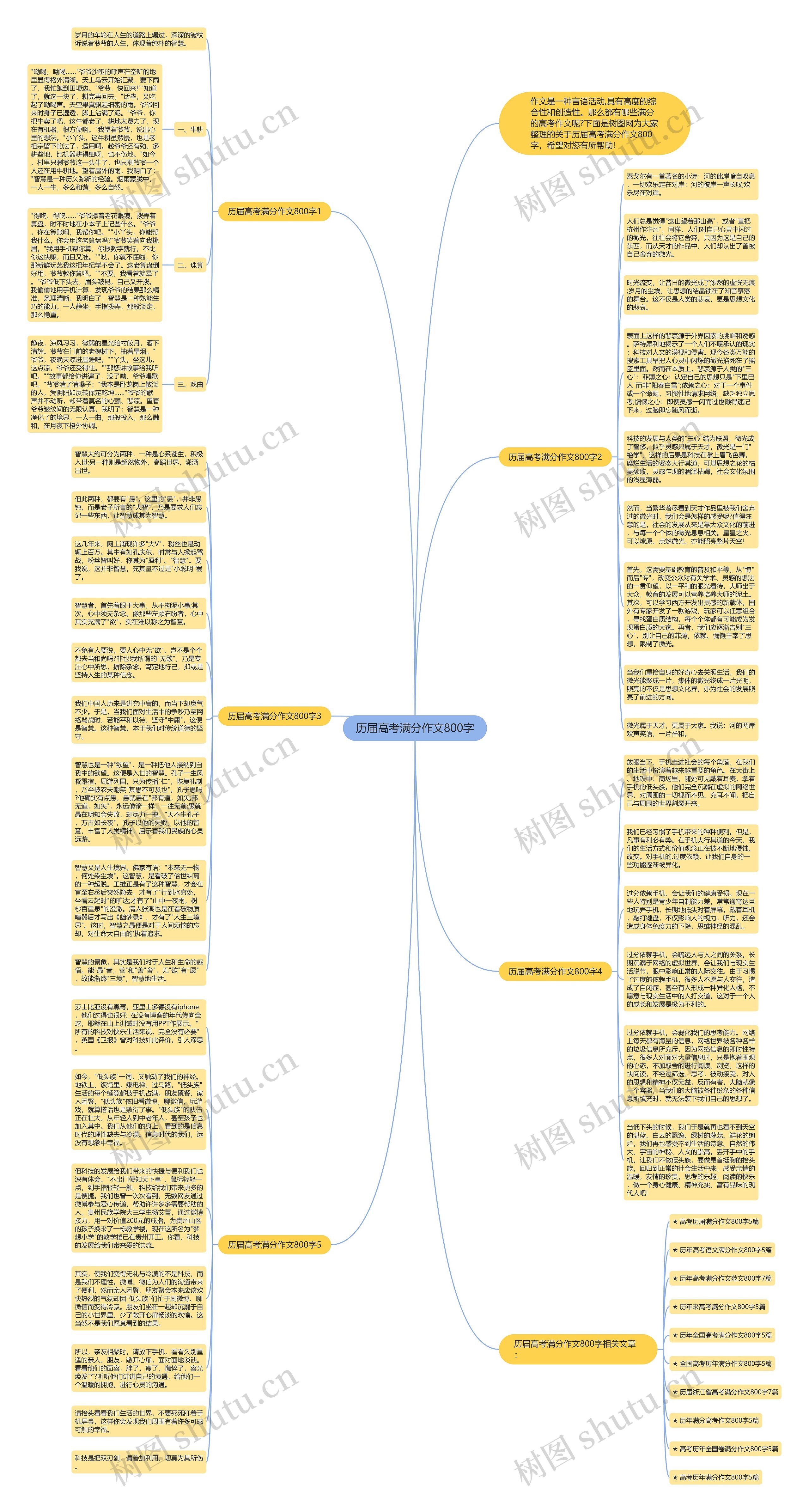 历届高考满分作文800字思维导图