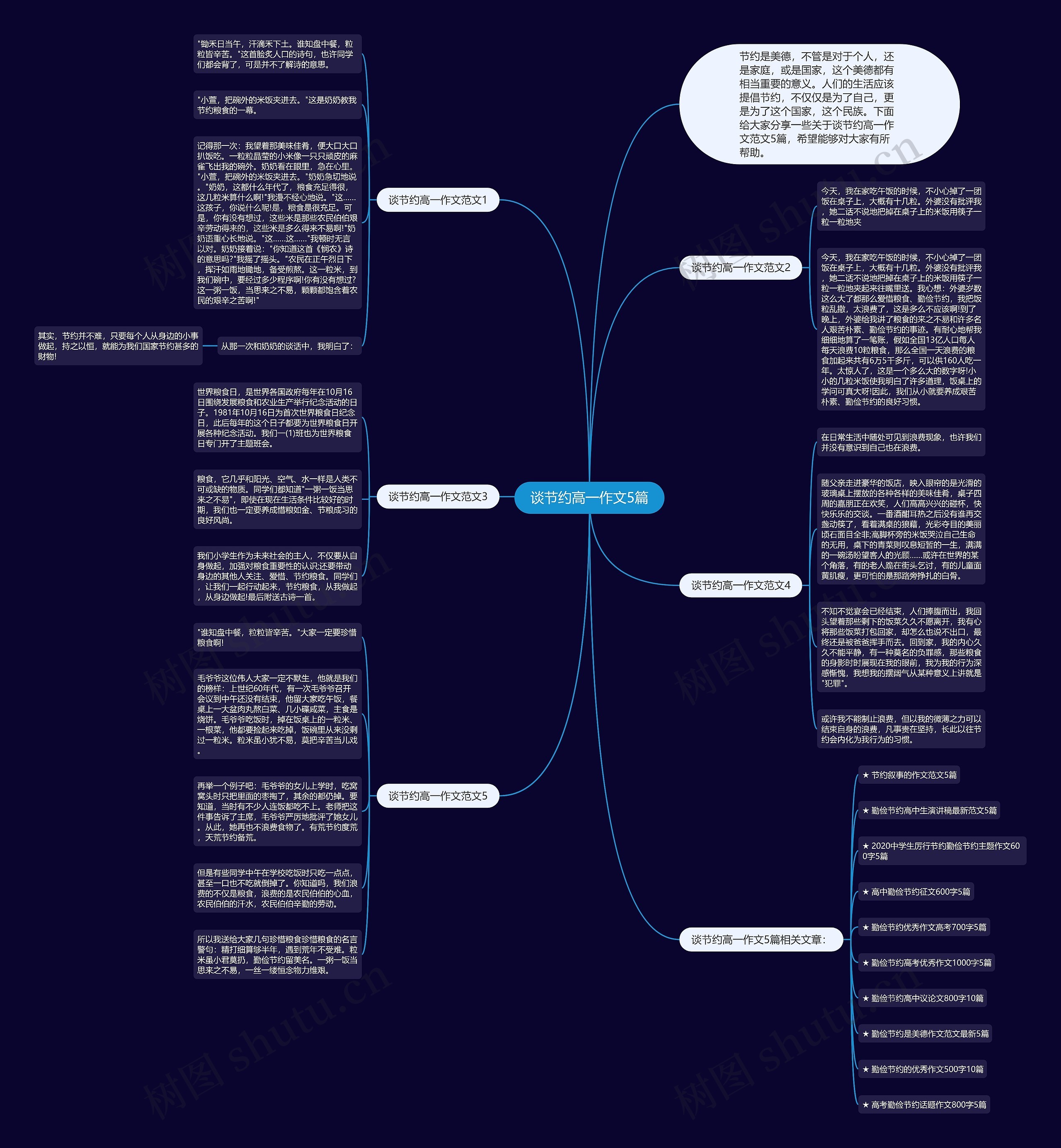 谈节约高一作文5篇思维导图