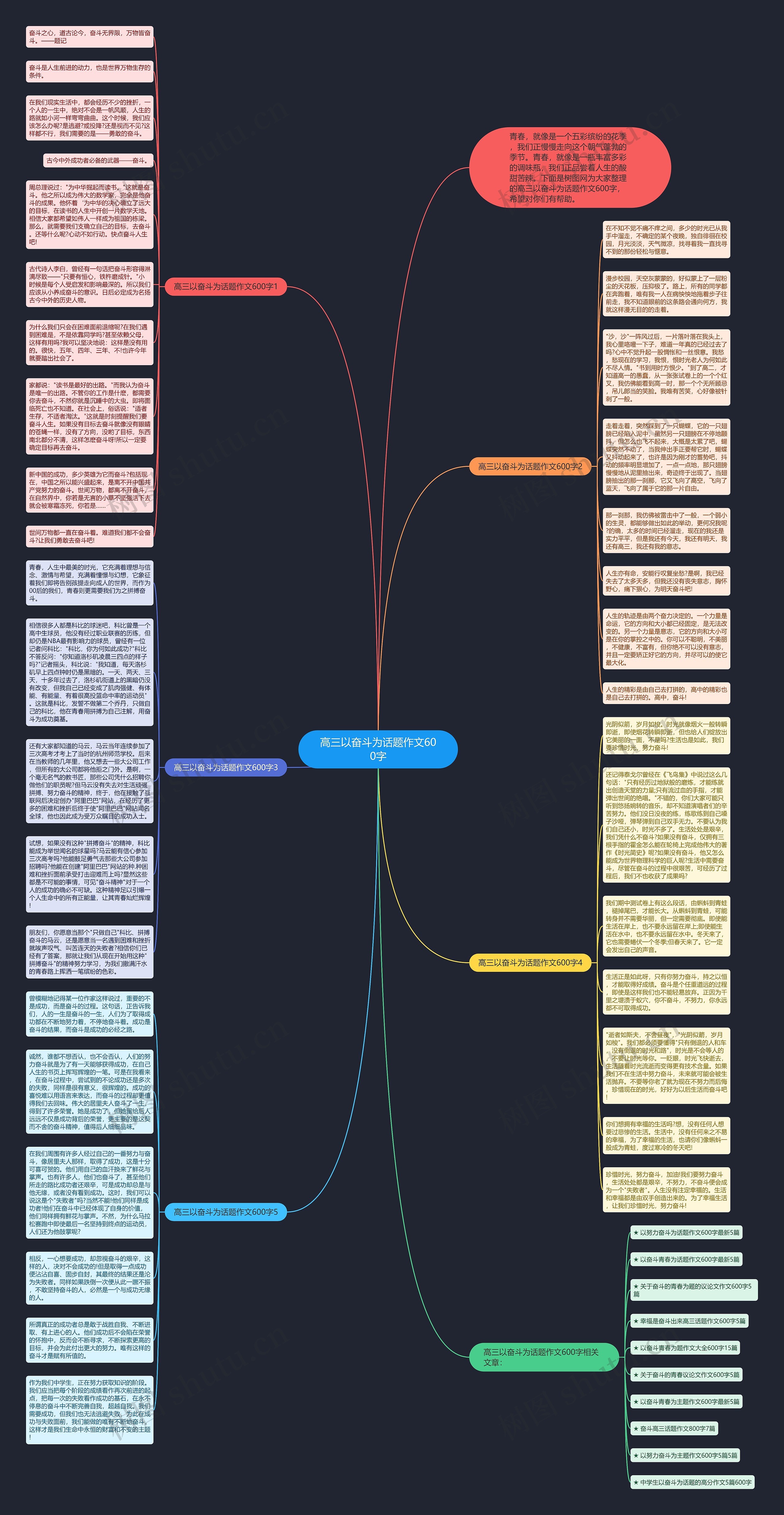 高三以奋斗为话题作文600字思维导图