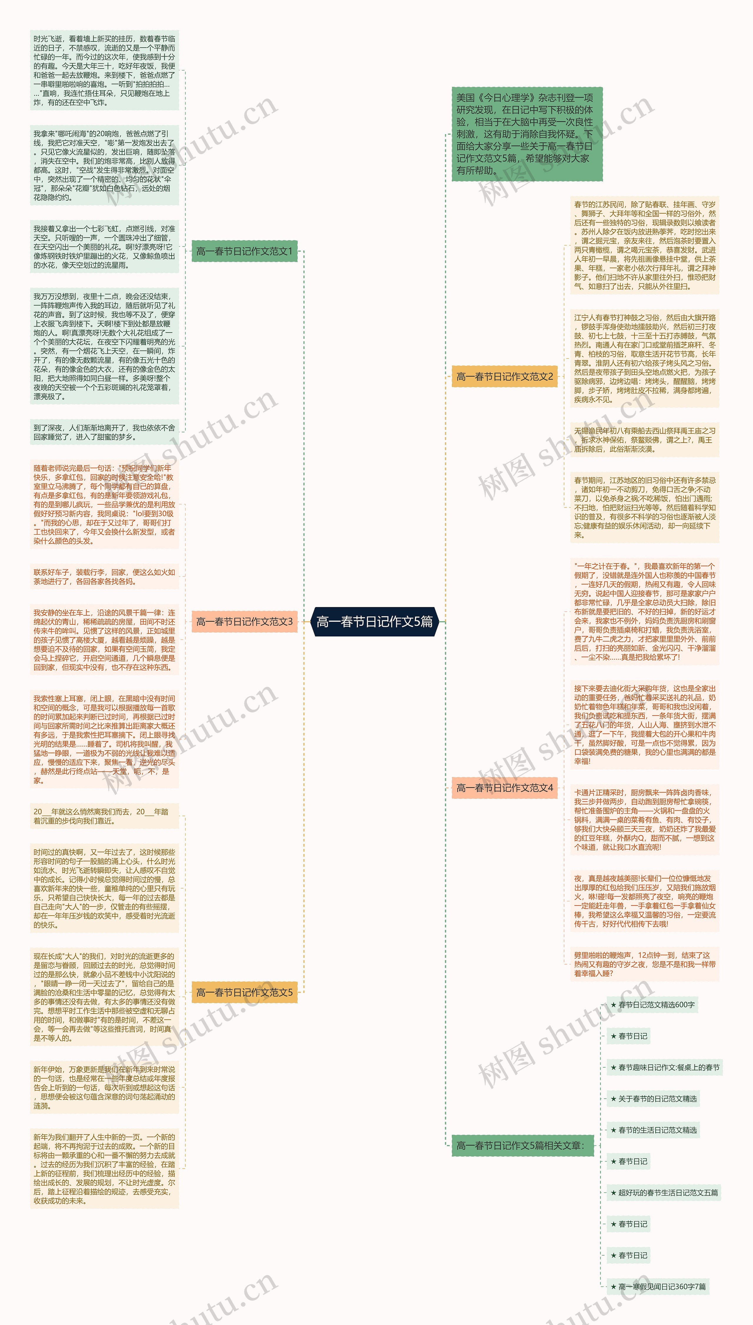 高一春节日记作文5篇思维导图